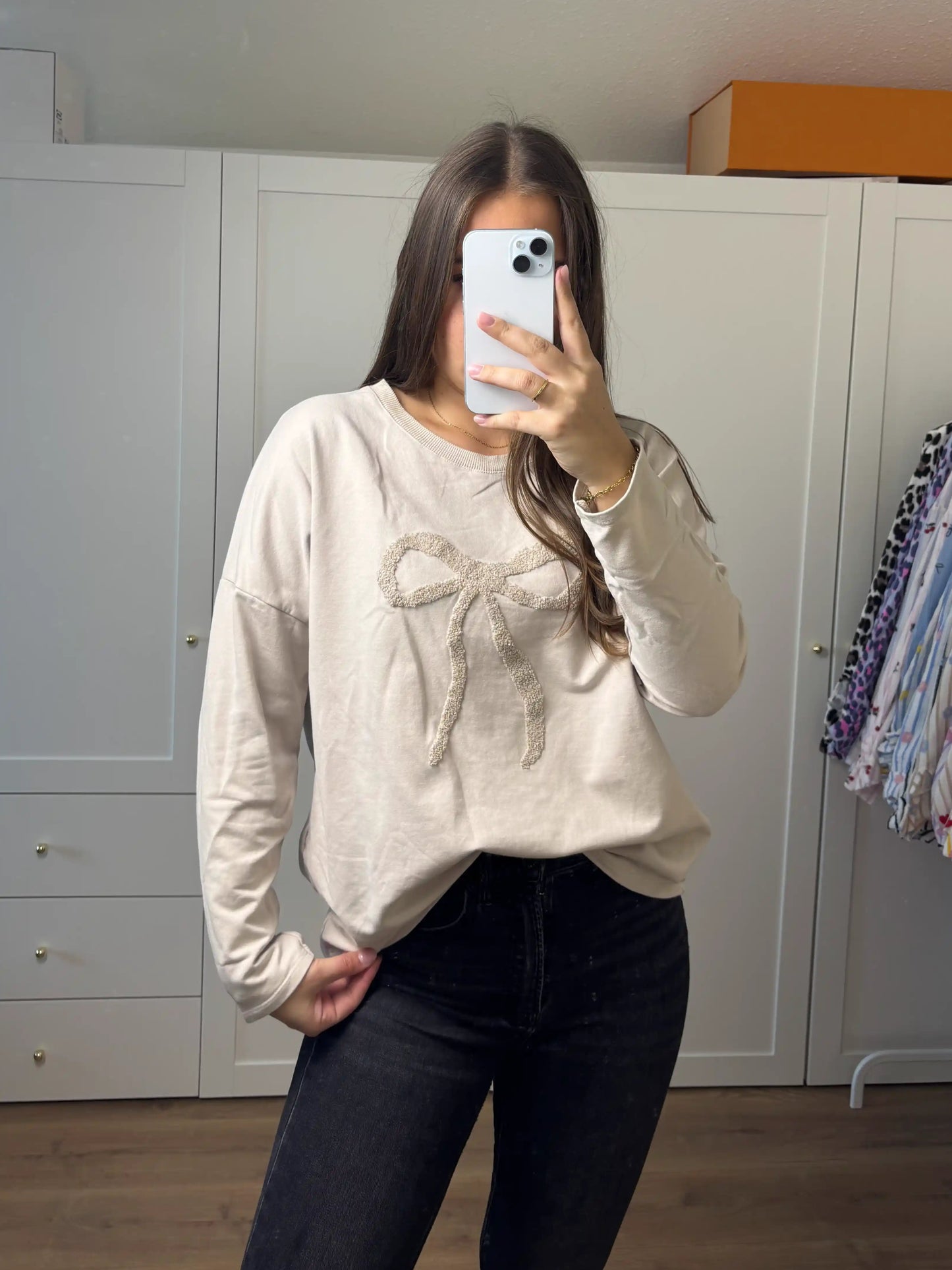 Langarmshirt "Bow" Beige