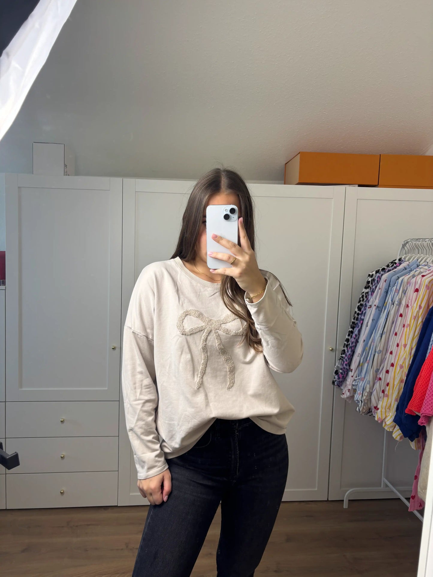 Langarmshirt "Bow" Beige