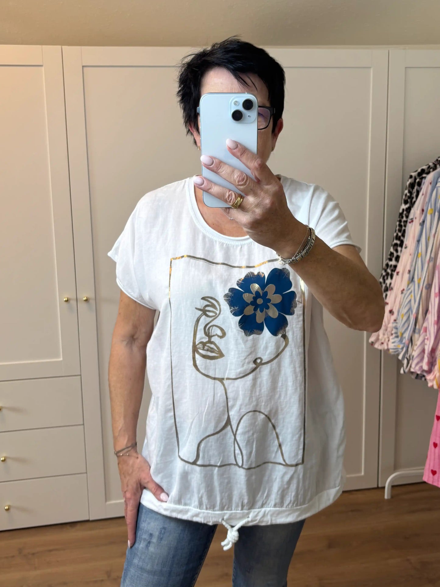 T-Shirt "Flowerlady" Weiß