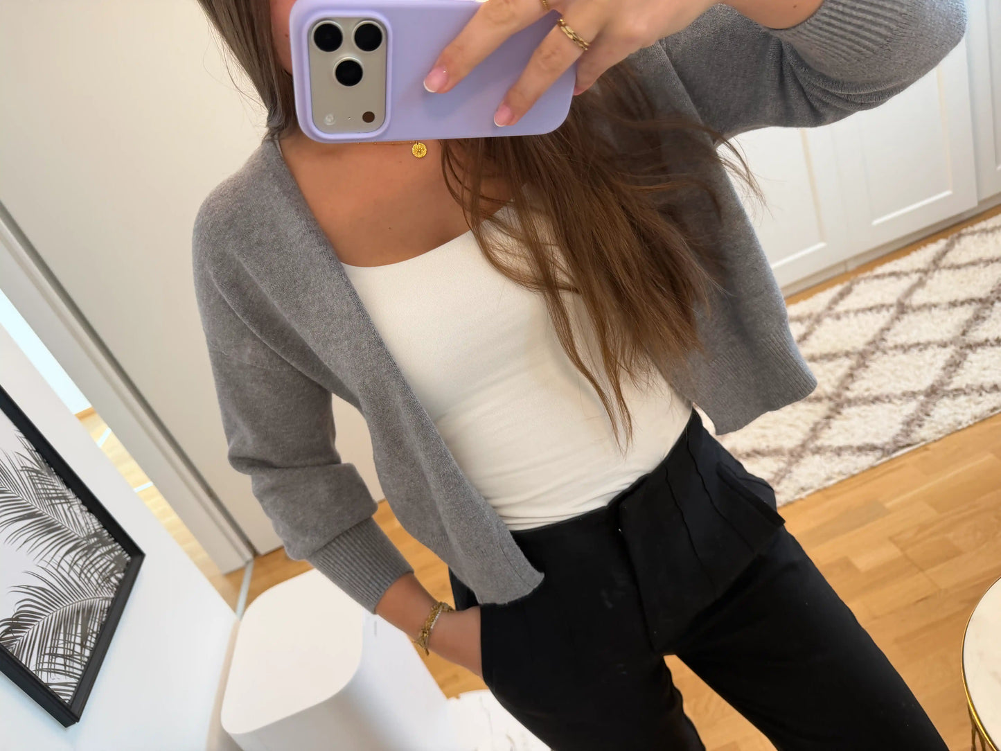 Cardigan "Cropped" Grau