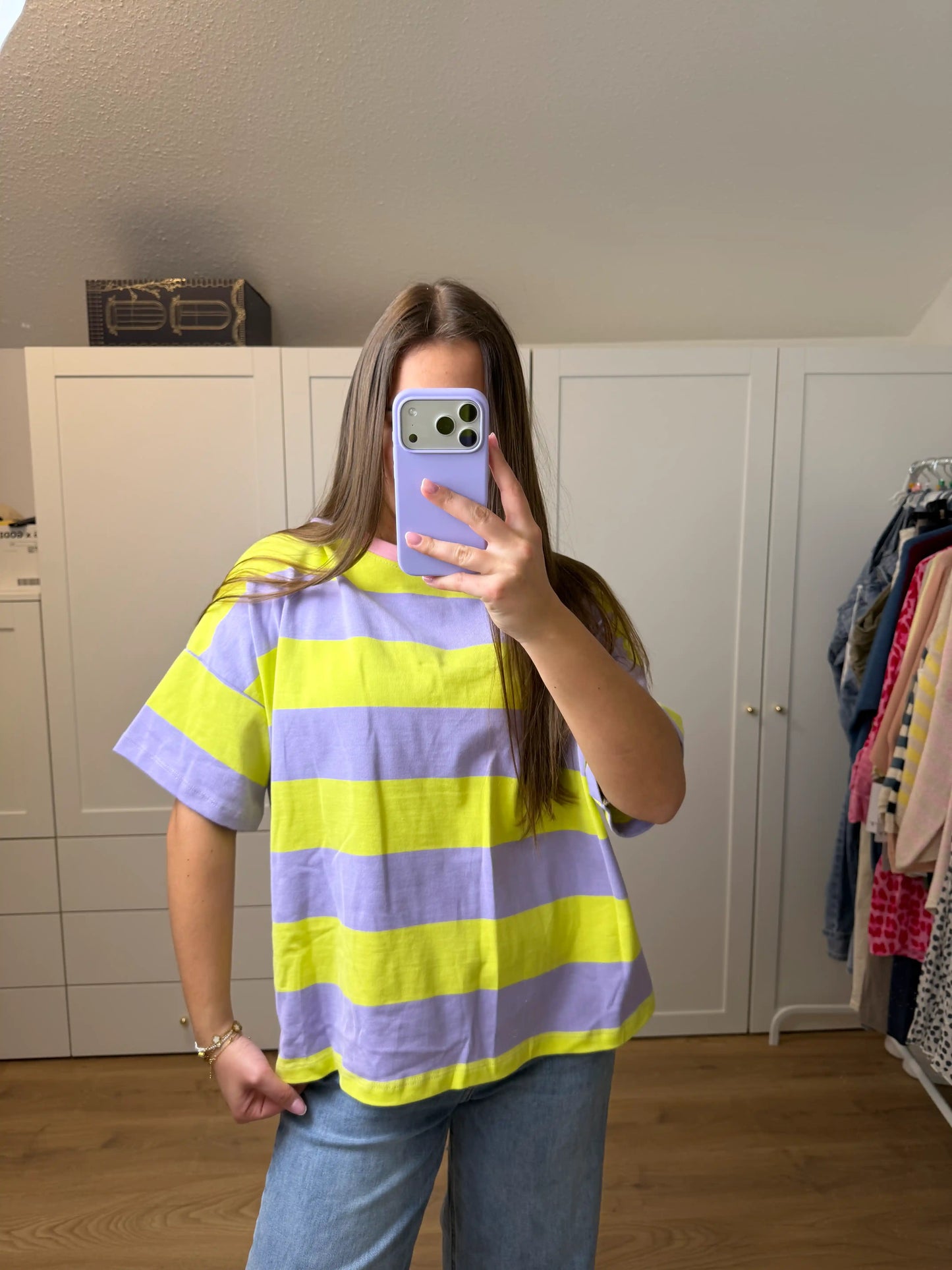 Stripe Oversize Tee Flieder