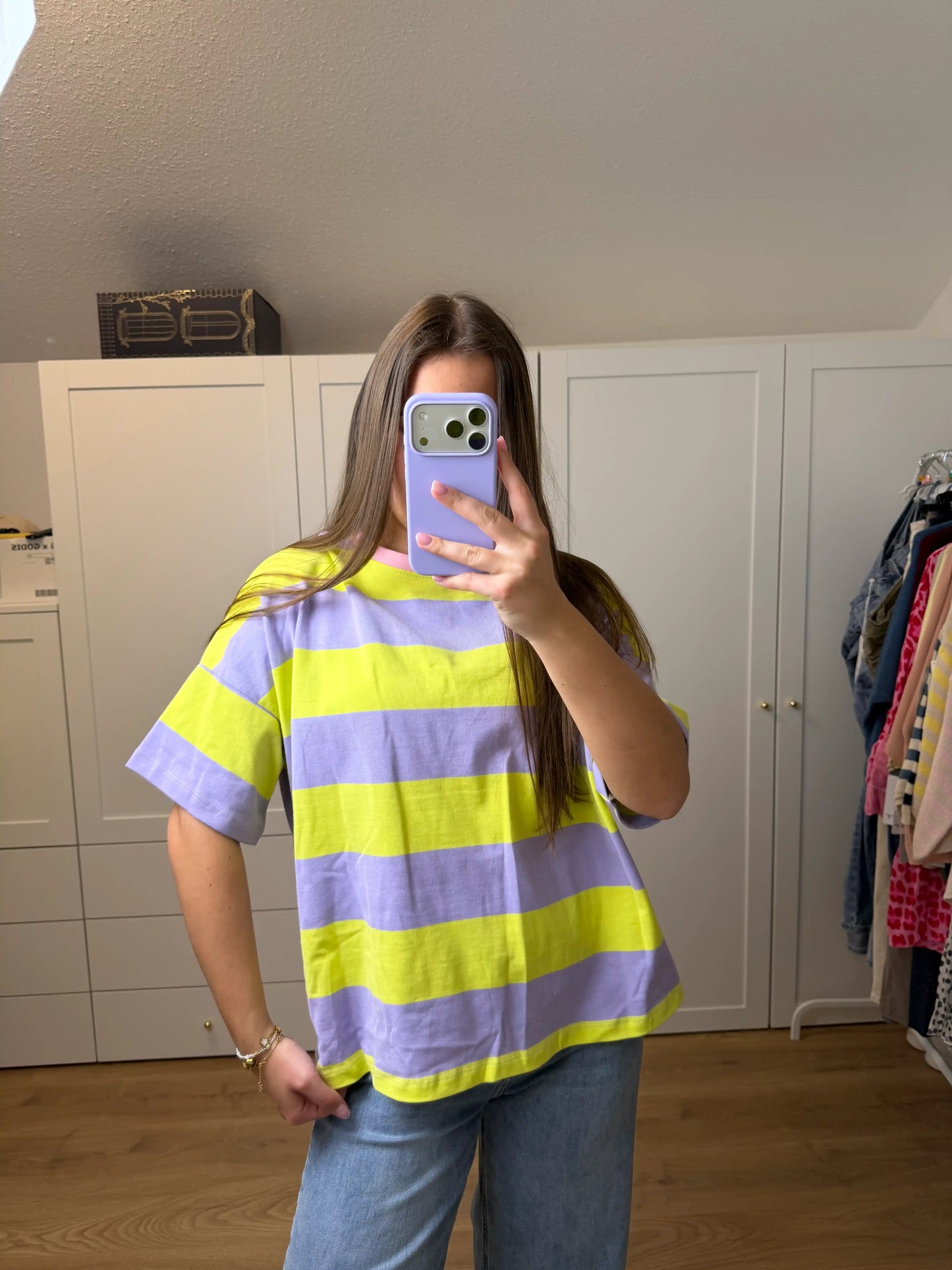 Stripe Oversize Tee Flieder