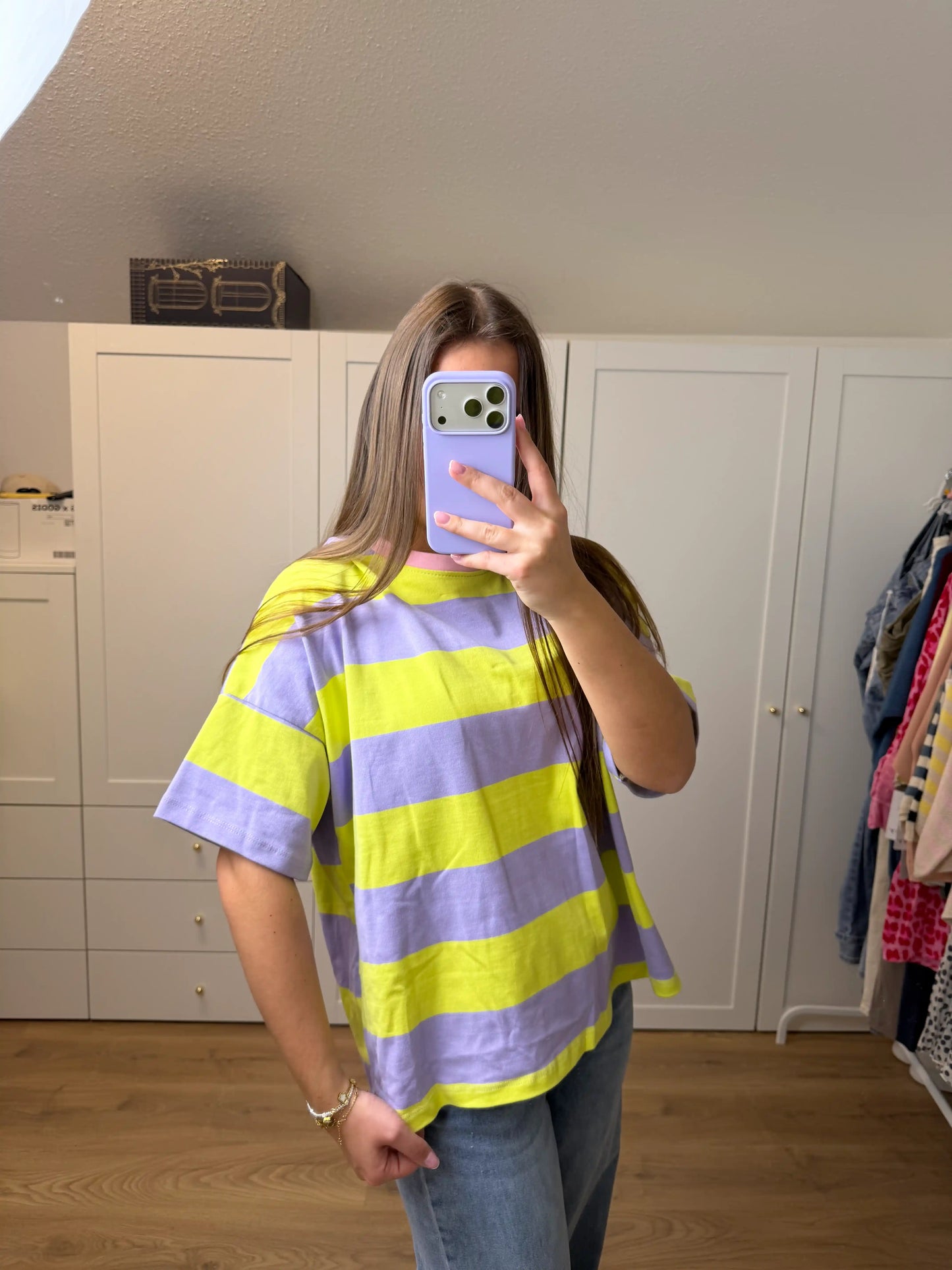 Stripe Oversize Tee Flieder