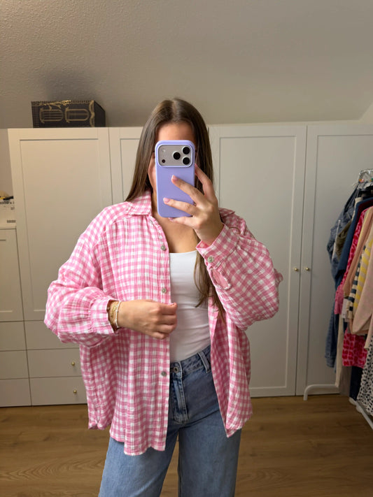 Musselinbluse "Karo" Hellrosa