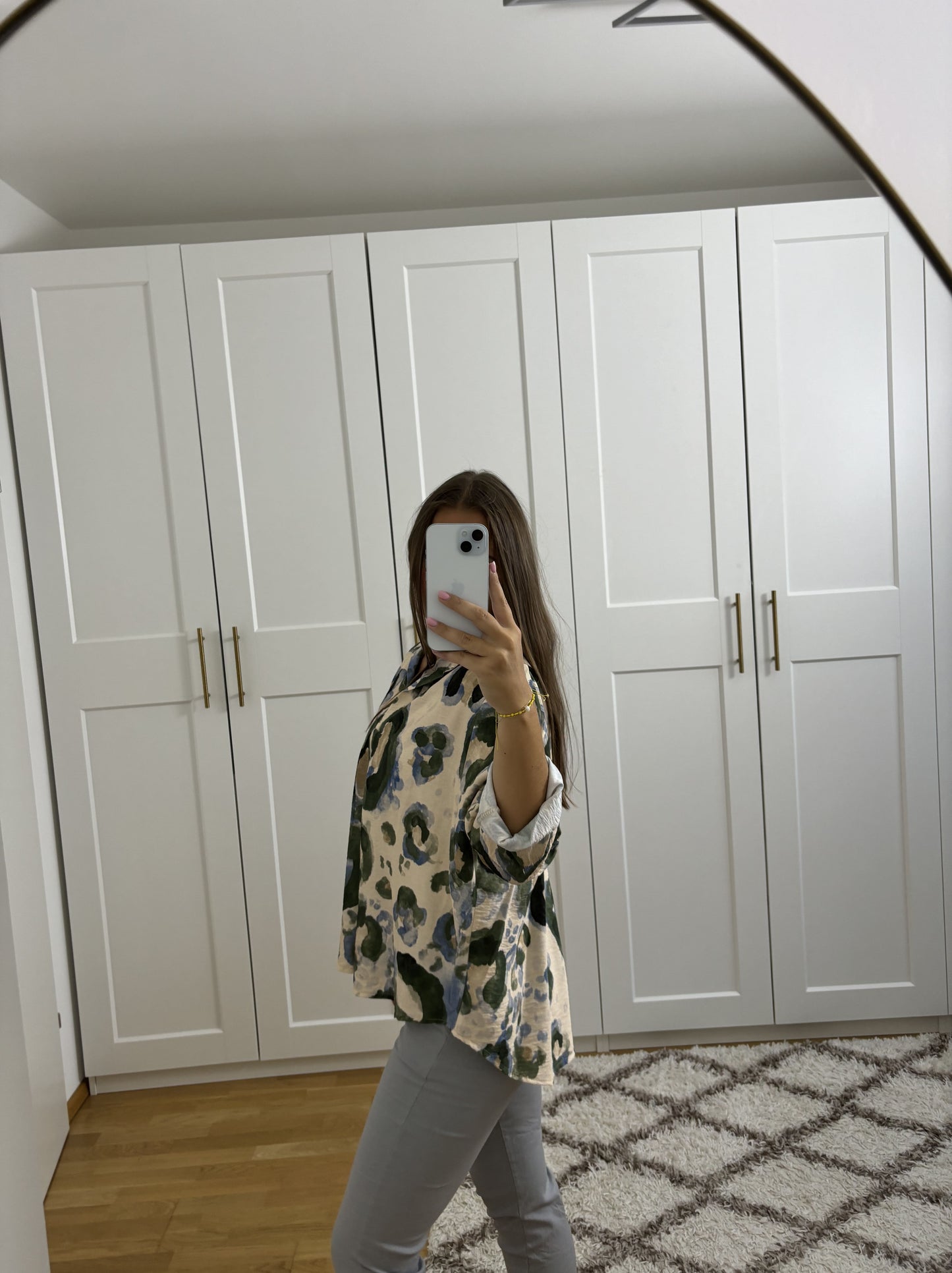 Bluse "September" Olive/Blau