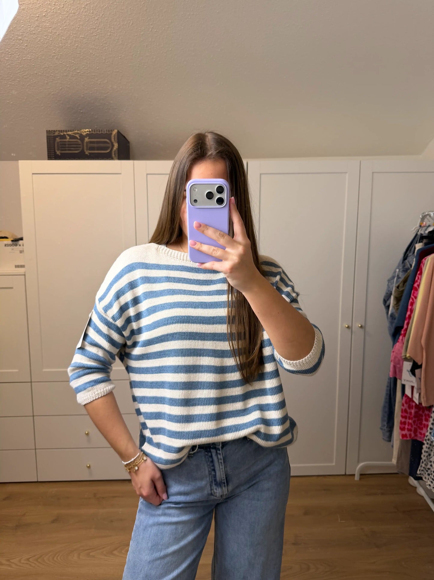 Pullover "Stripe Knit" Mittelblau