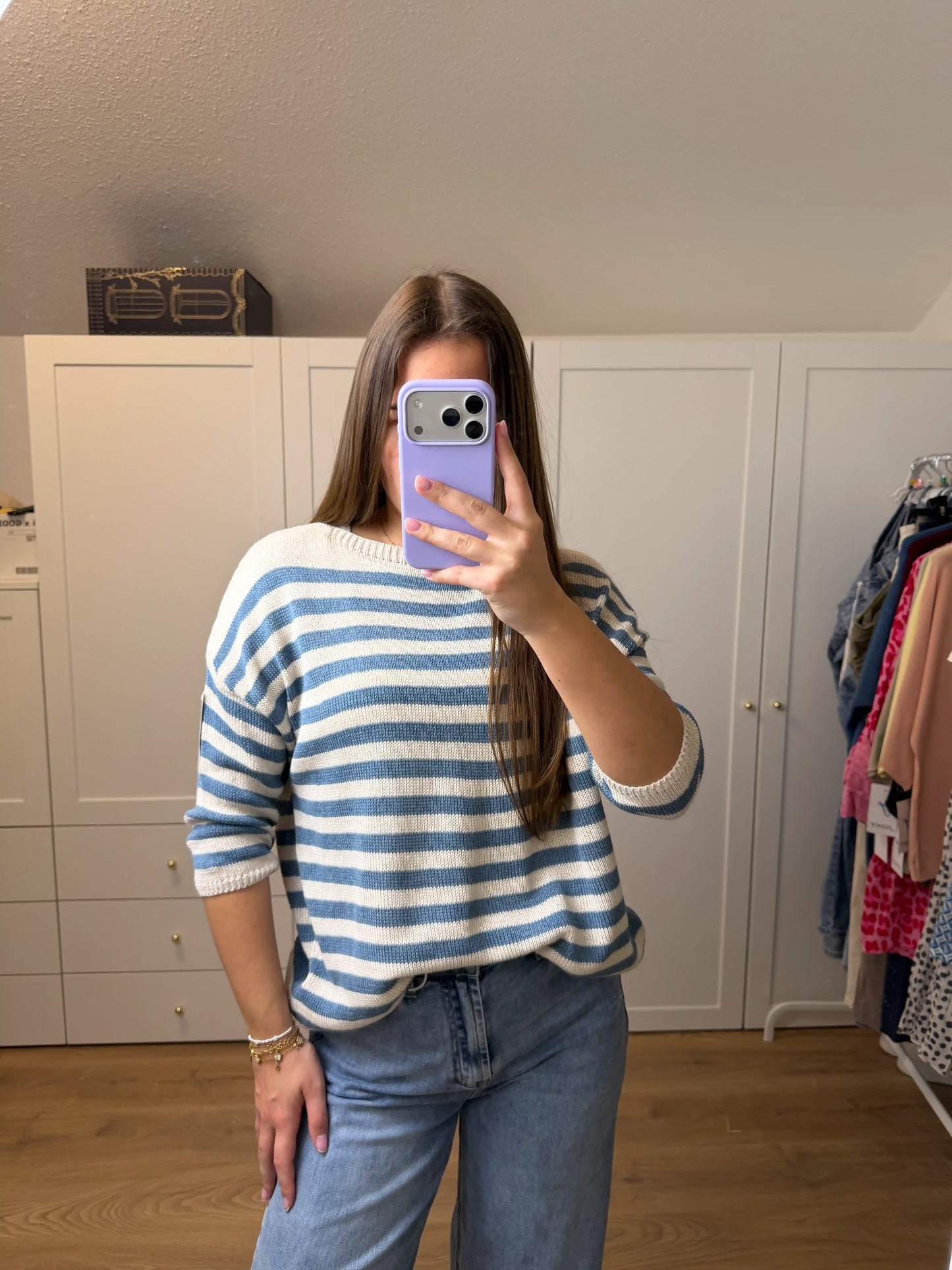 Pullover "Stripe Knit" Mittelblau