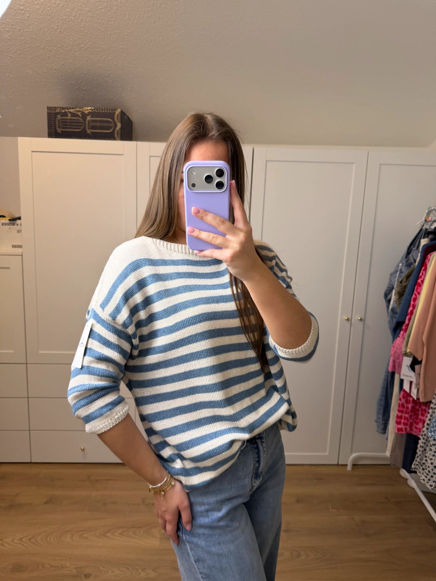 Pullover "Stripe Knit" Mittelblau