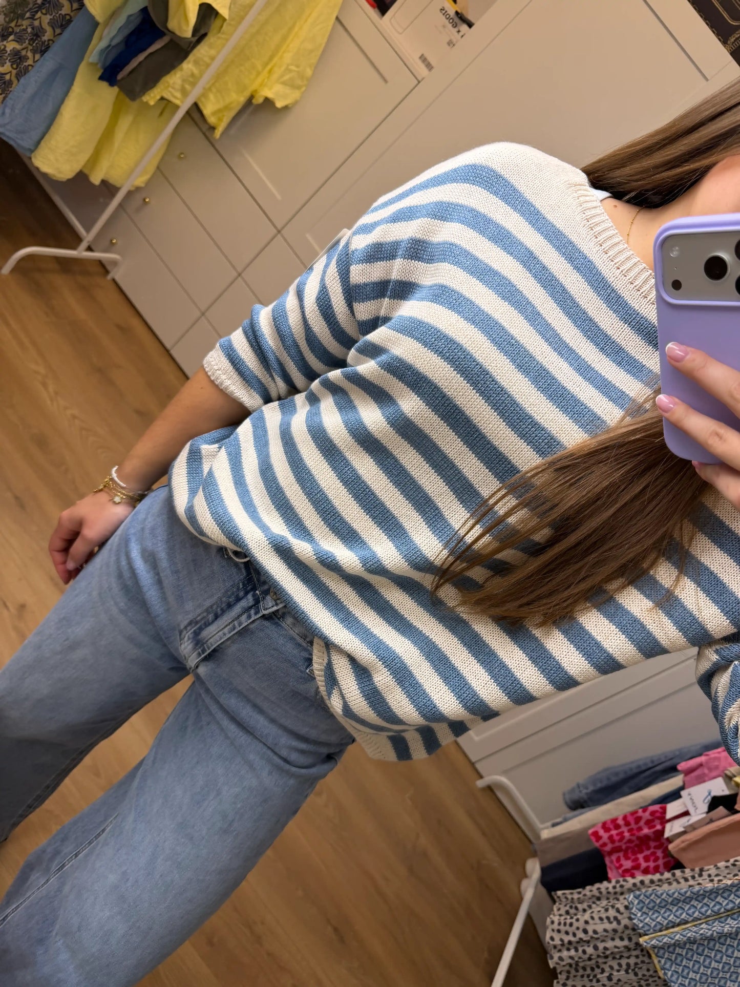 Pullover "Stripe Knit" Mittelblau