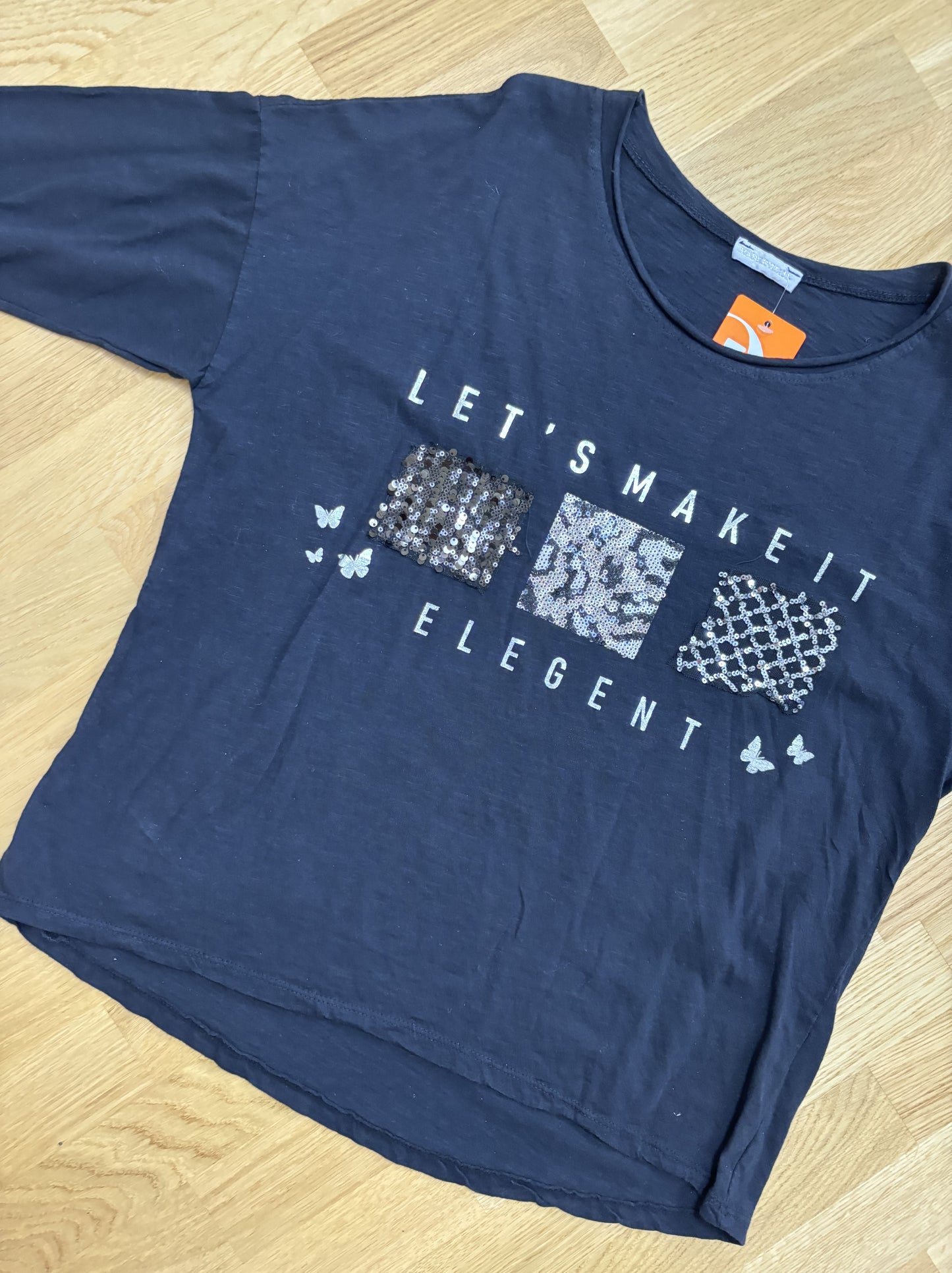 Langarmshirt "Let's make it elegent" Schwarz