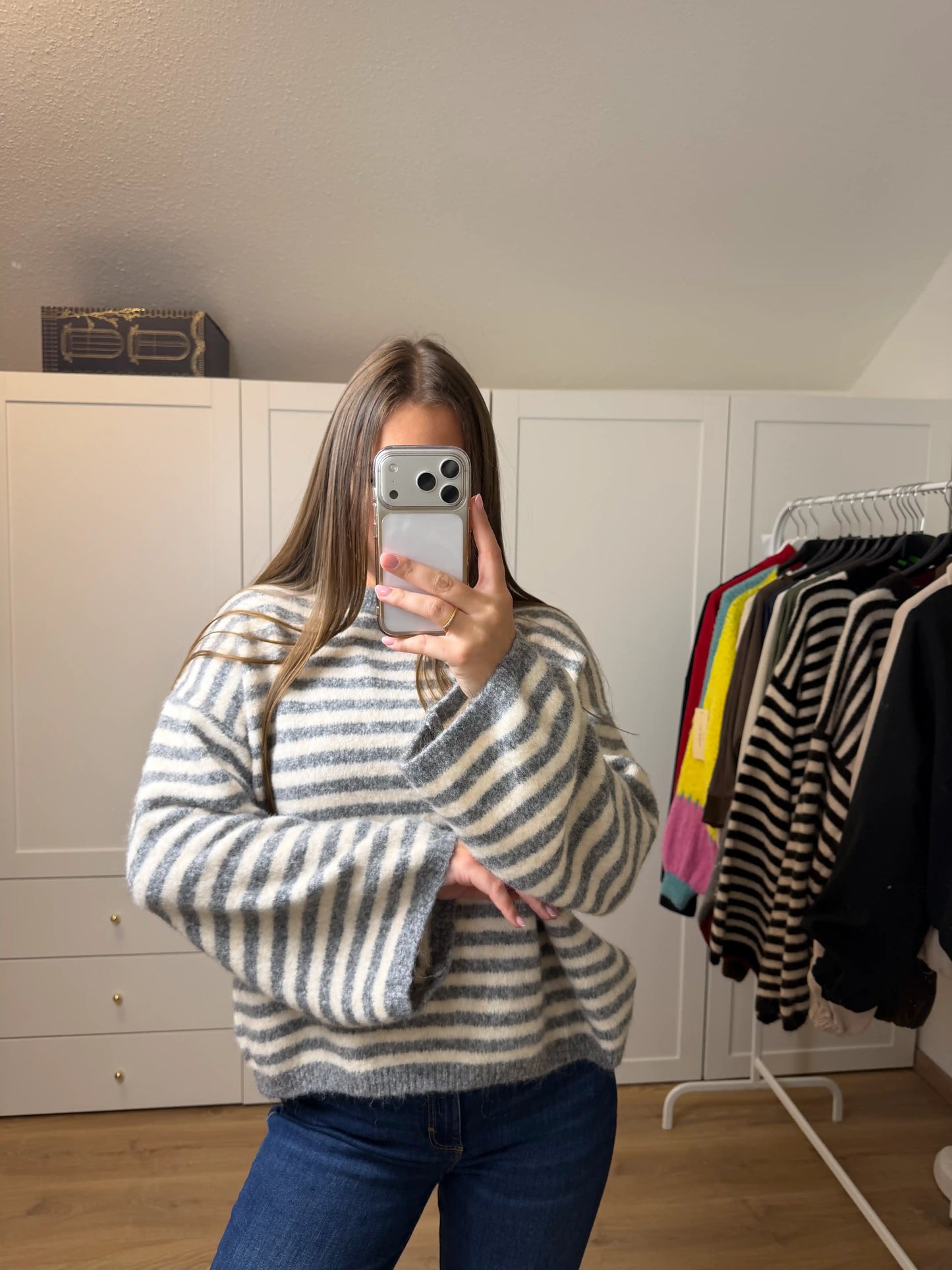 Pullover "Cozy Stripe" Grau