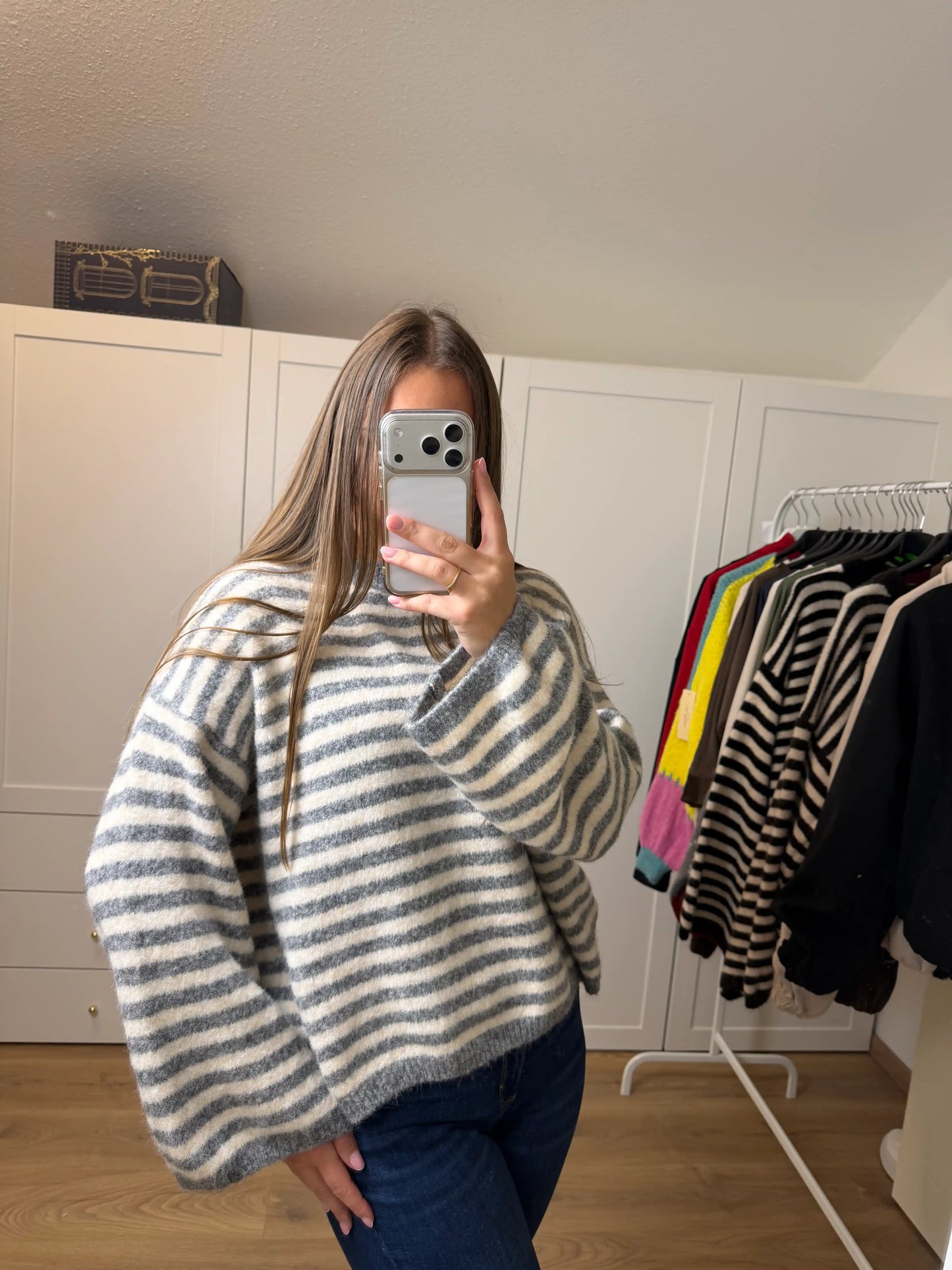 Pullover "Cozy Stripe" Grau