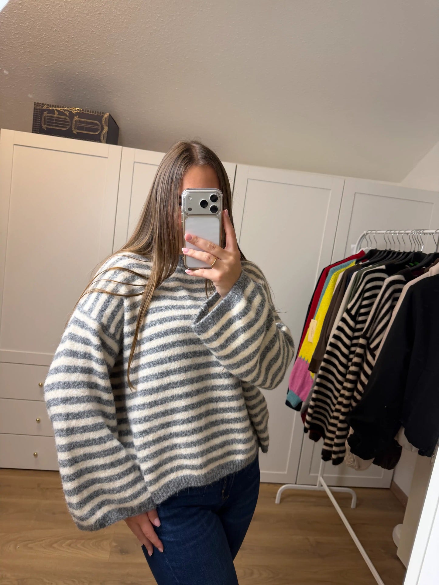 Pullover "Cozy Stripe" Grau