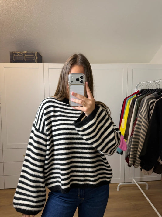 Pullover "Cozy Stripe" Schwarz