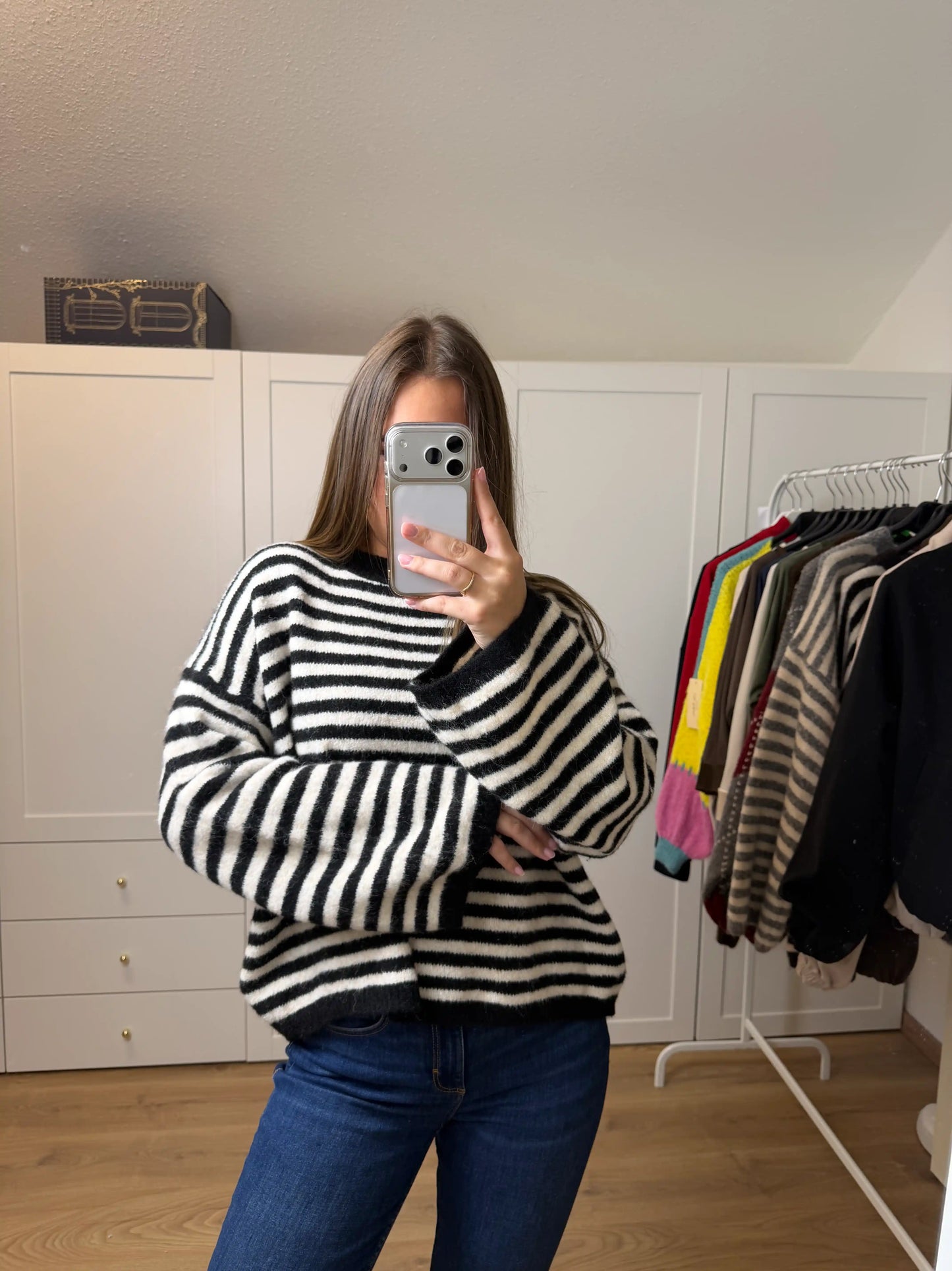 Pullover "Cozy Stripe" Schwarz