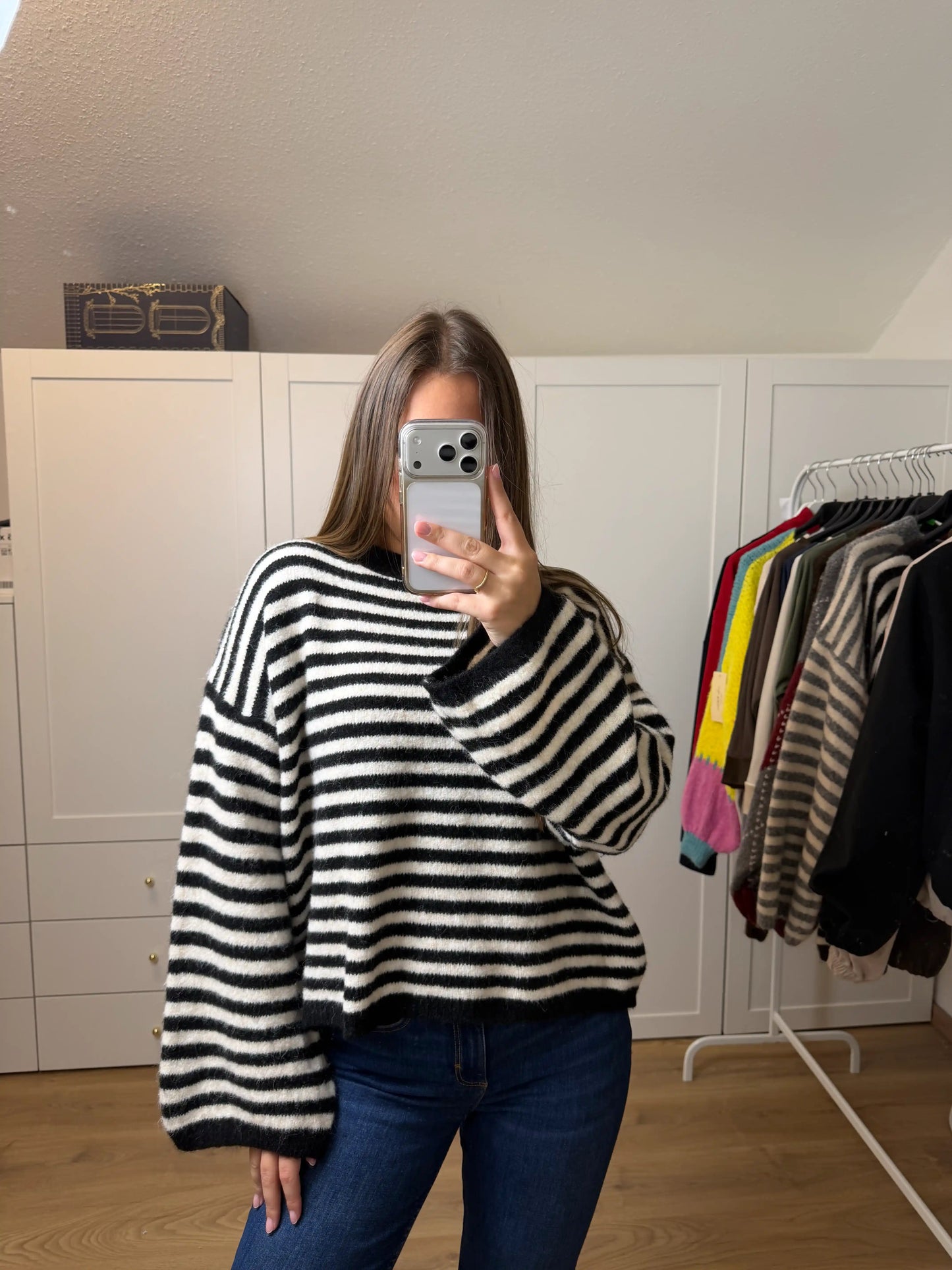 Pullover "Cozy Stripe" Schwarz