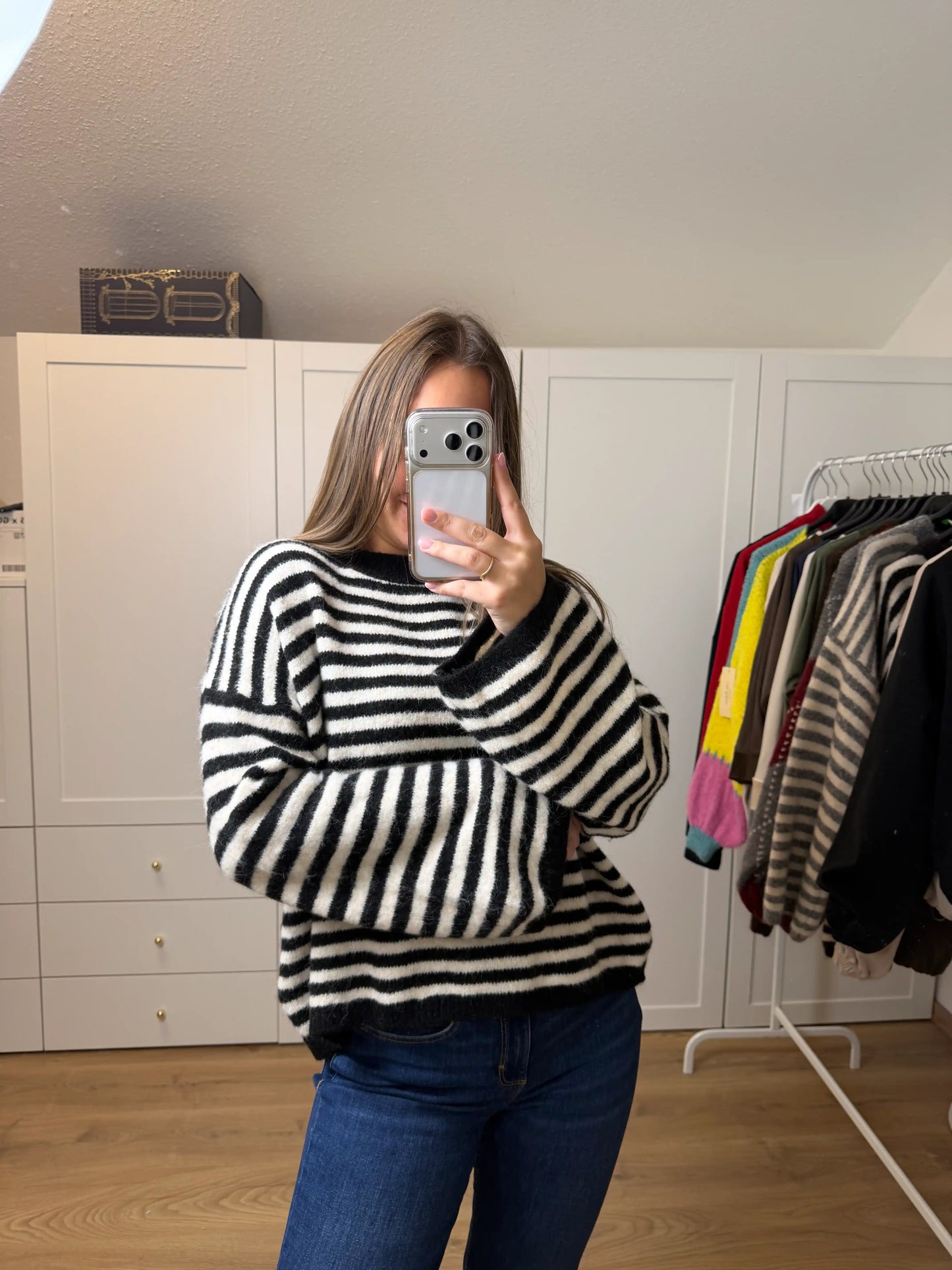 Pullover "Cozy Stripe" Schwarz
