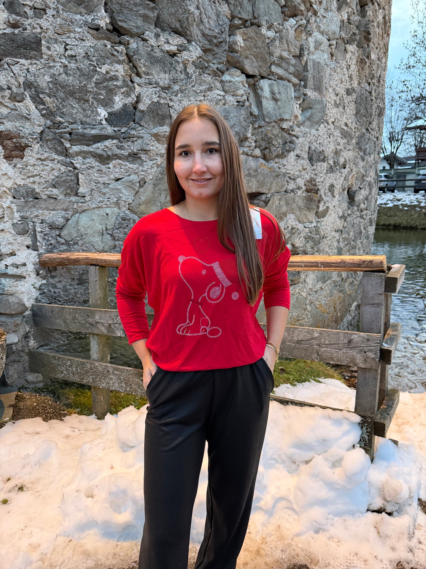 Pullover "Christmas-Snoopie" Rot