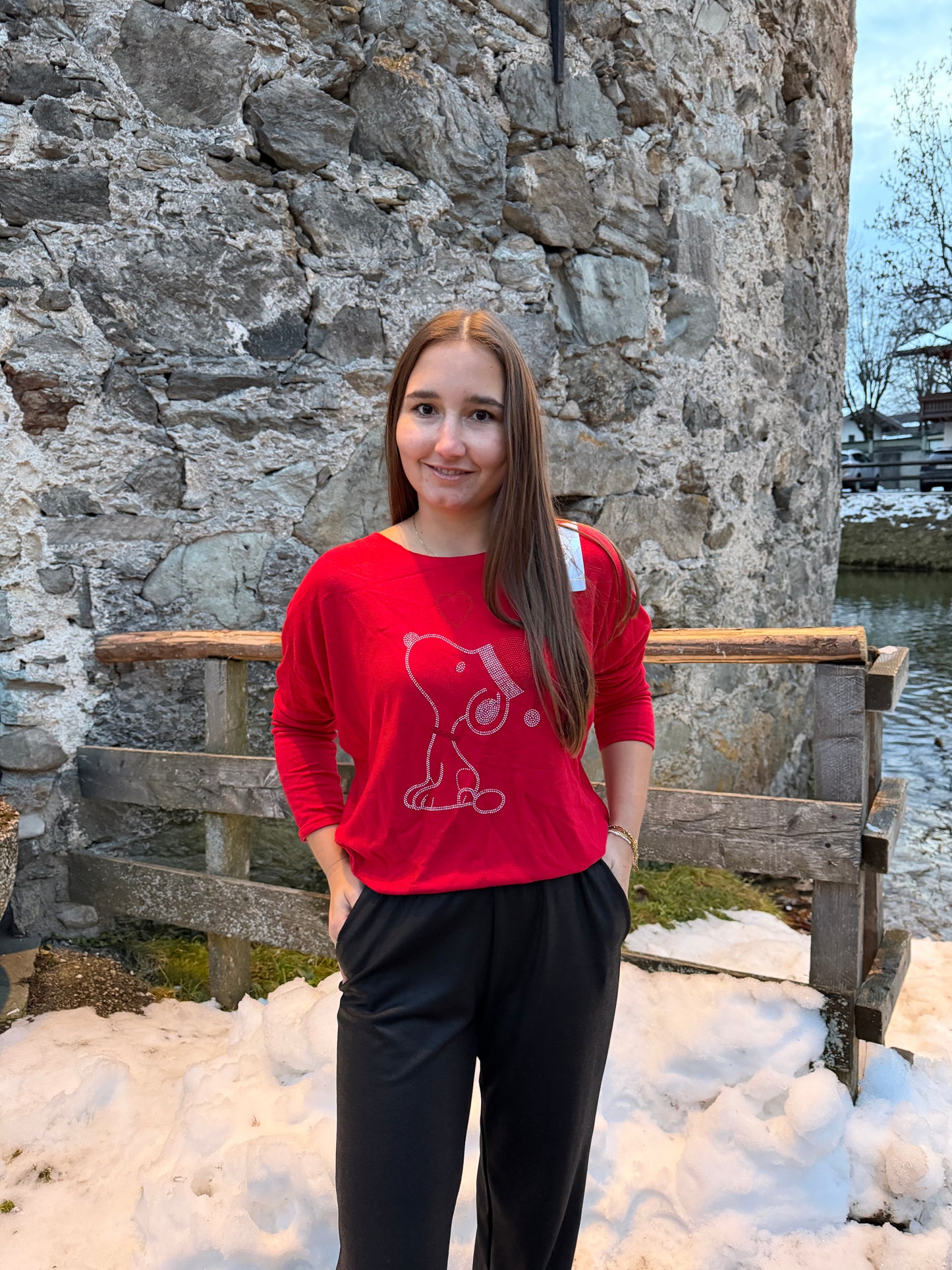 Pullover "Christmas-Snoopie" Rot