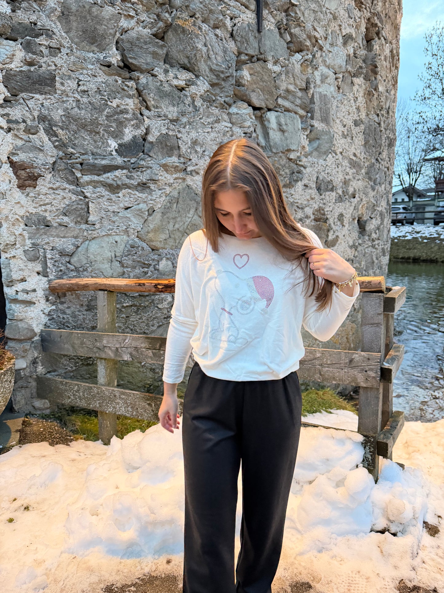 Pullover "Christmas-Snoopie" Weiß