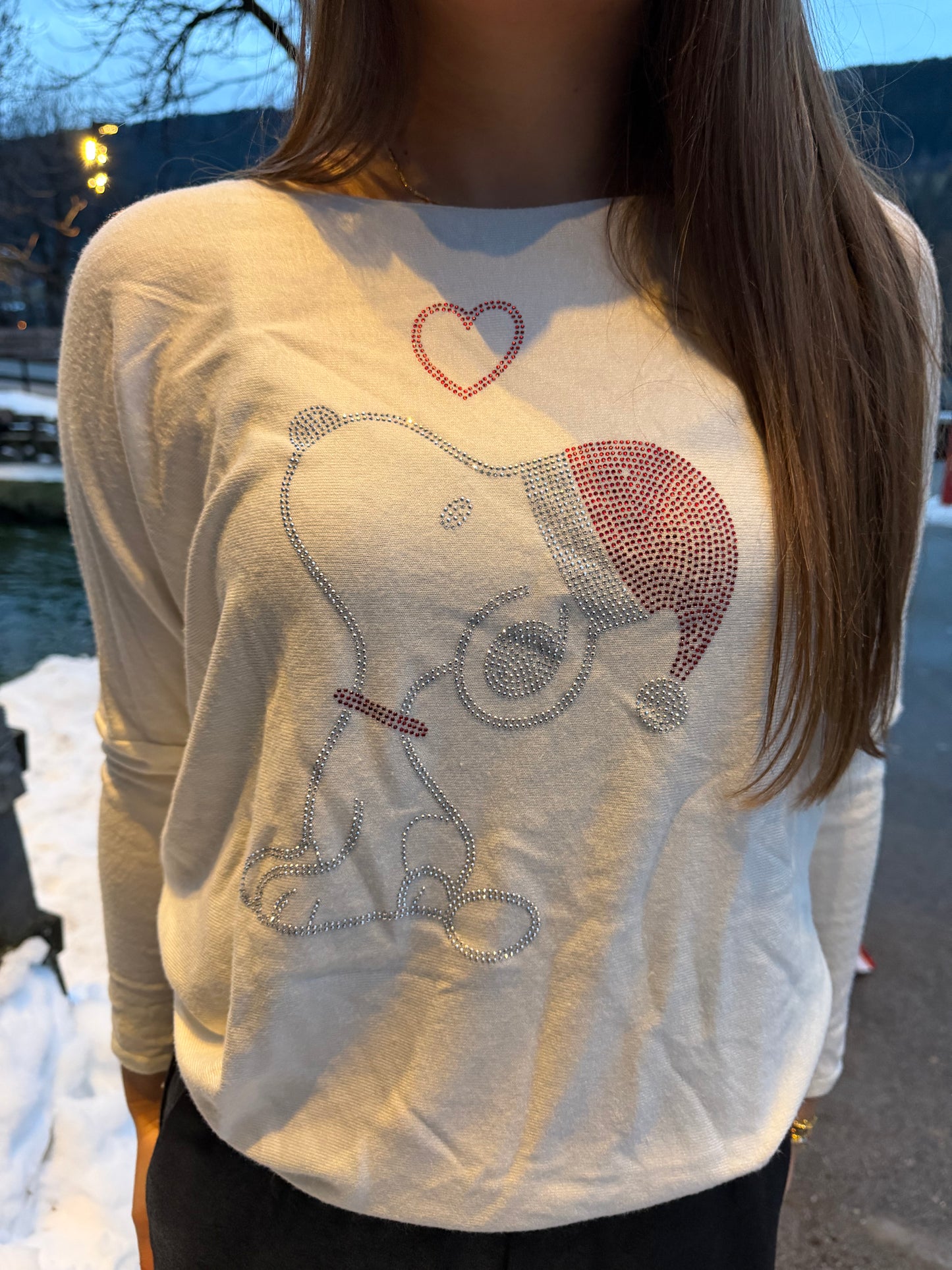 Pullover "Christmas-Snoopie" Weiß