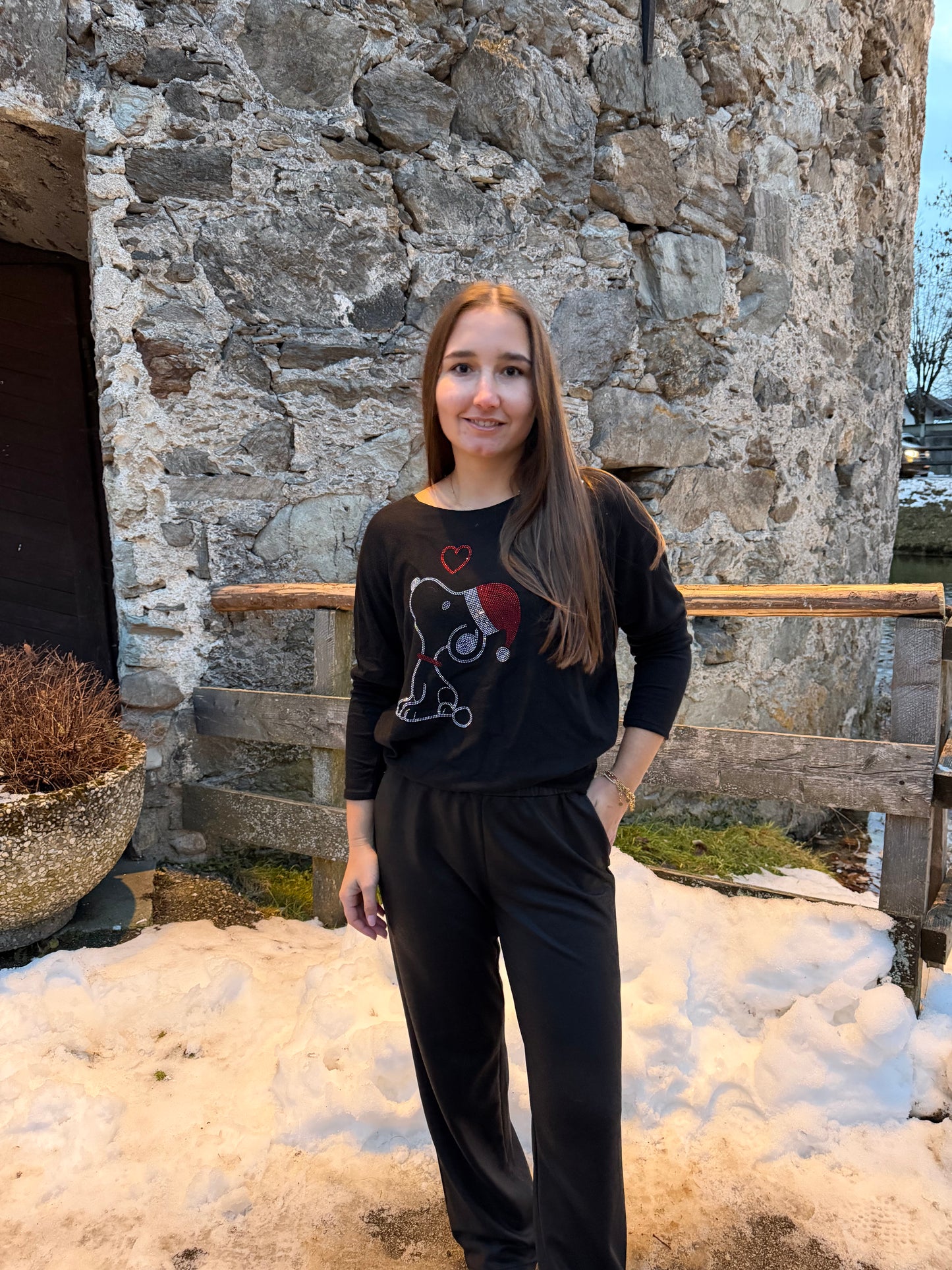 Pullover "Christmas-Snoopie" Schwarz