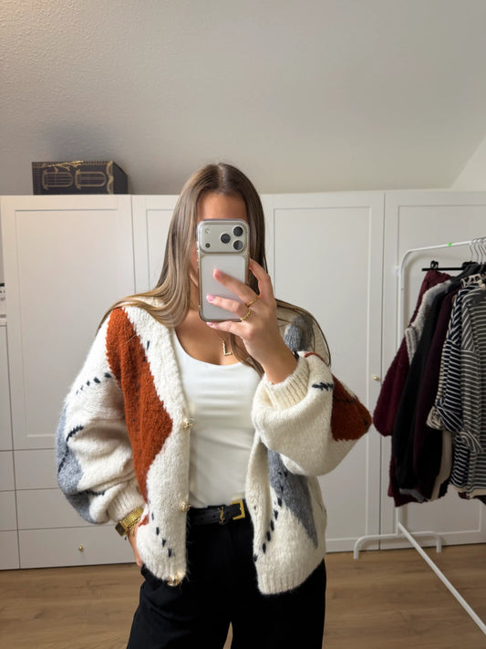 Cardigan "Nordic Rust" Beige