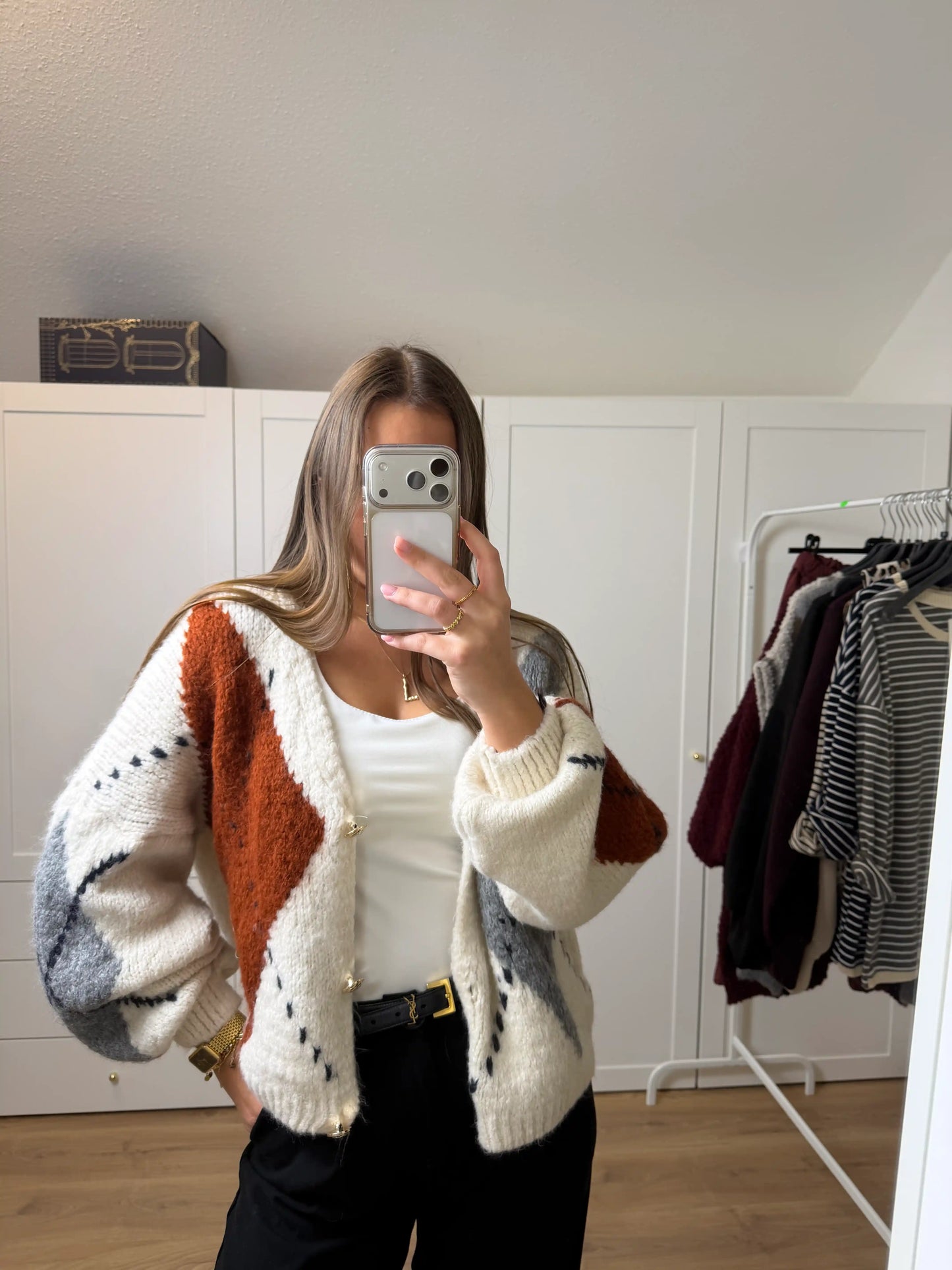 Cardigan "Nordic Rust" Beige