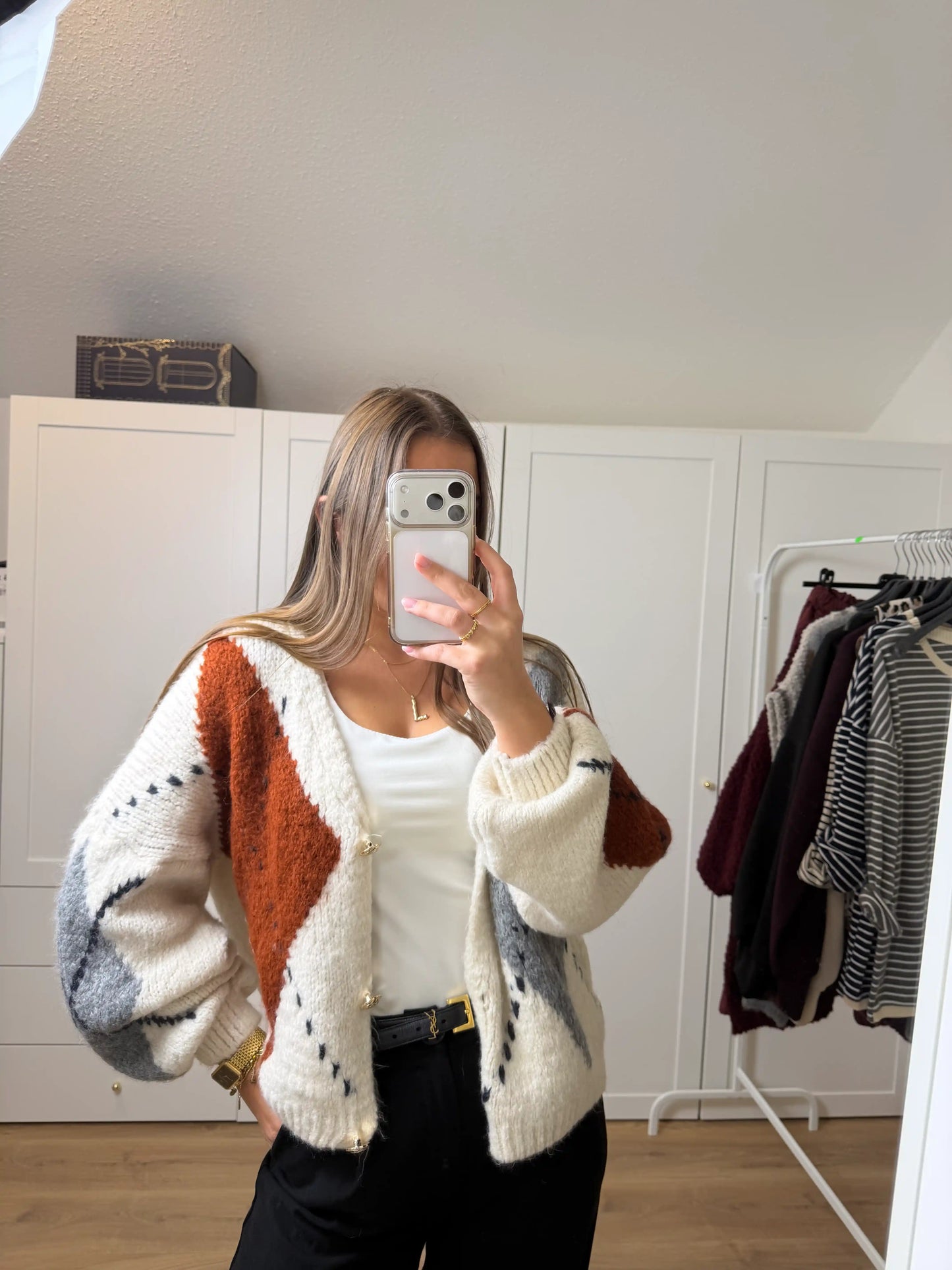 Cardigan "Nordic Rust" Beige