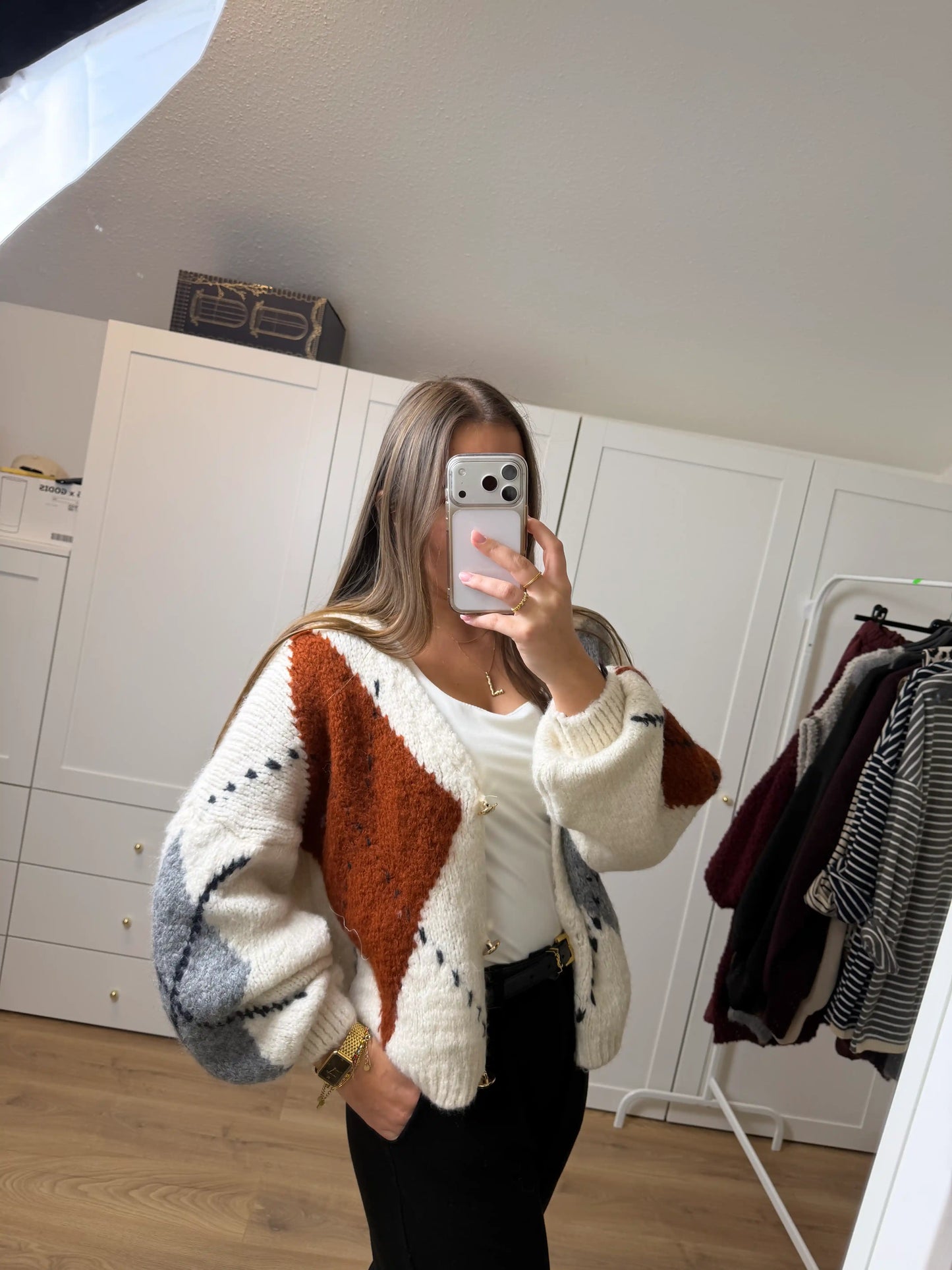 Cardigan "Nordic Rust" Beige