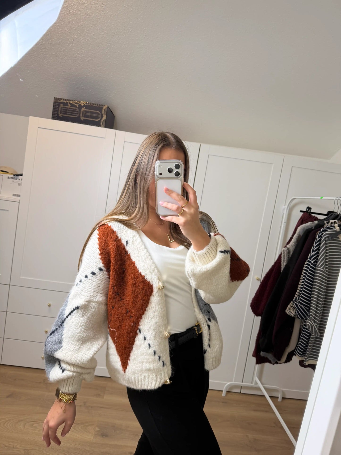 Cardigan "Nordic Rust" Beige