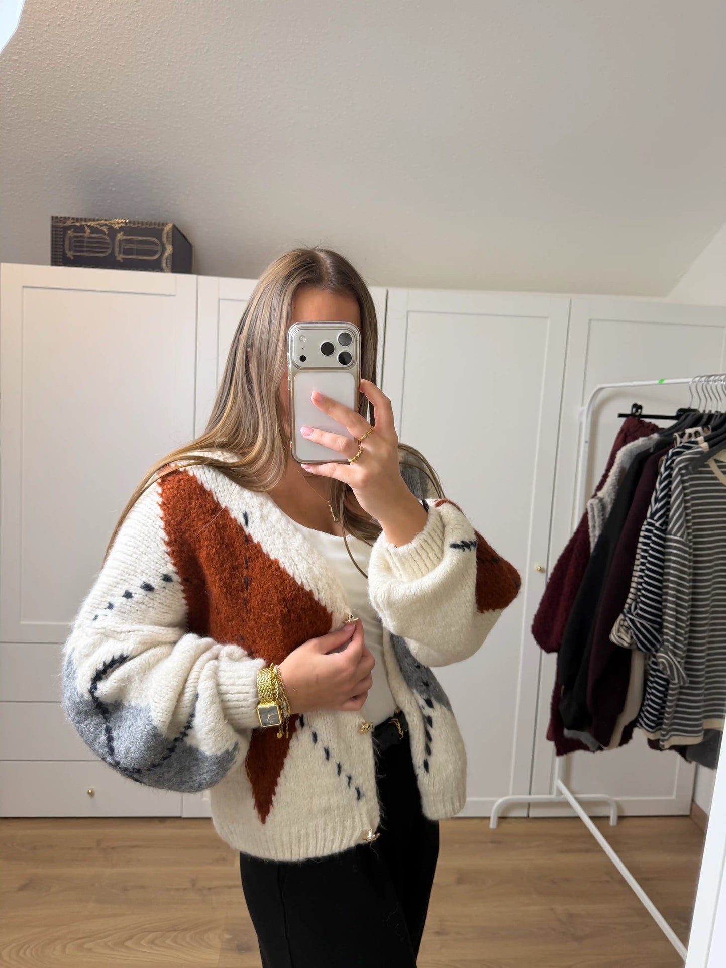 Cardigan "Nordic Rust" Beige