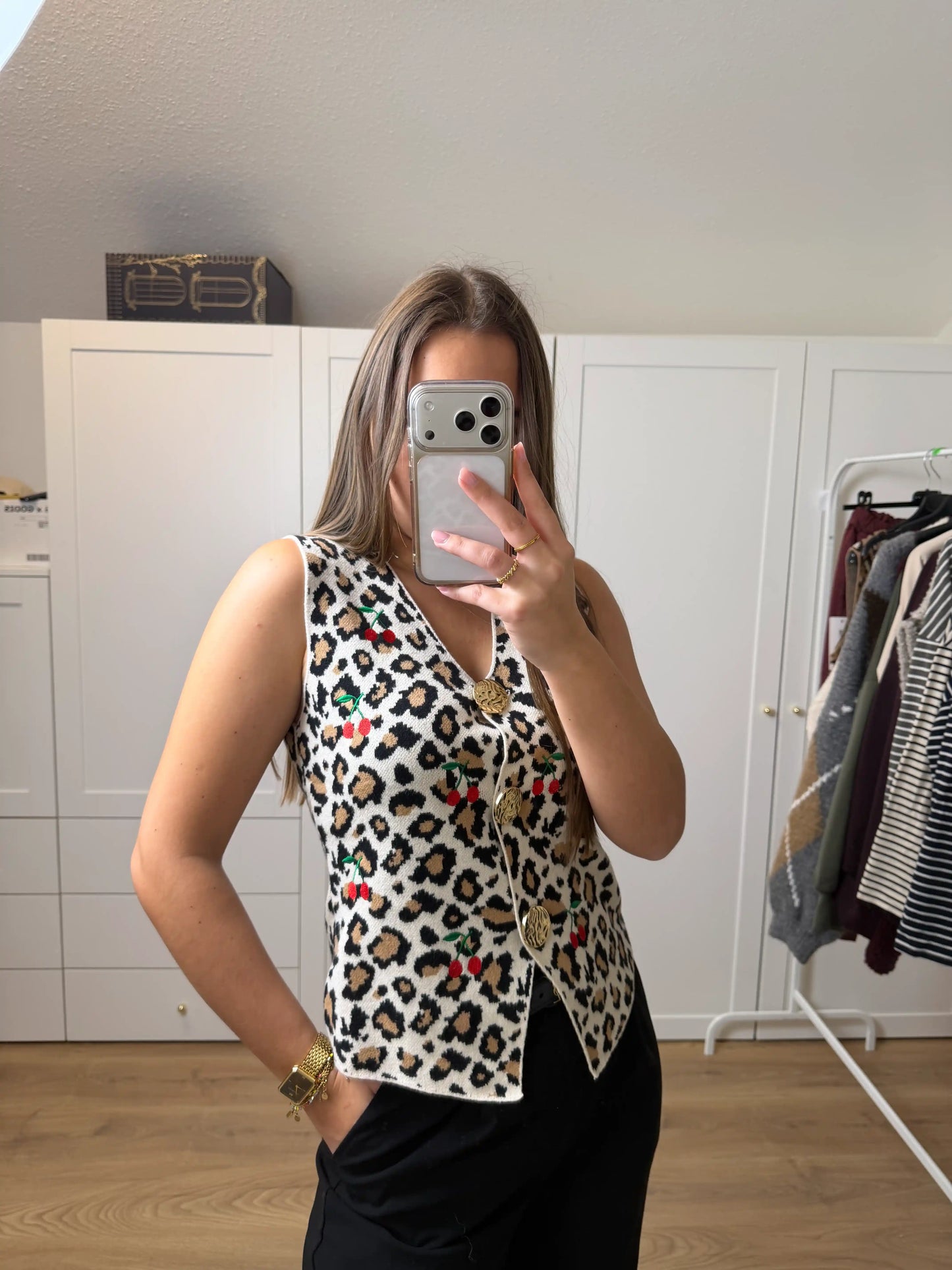 Weste "Cherry Leo" Beige