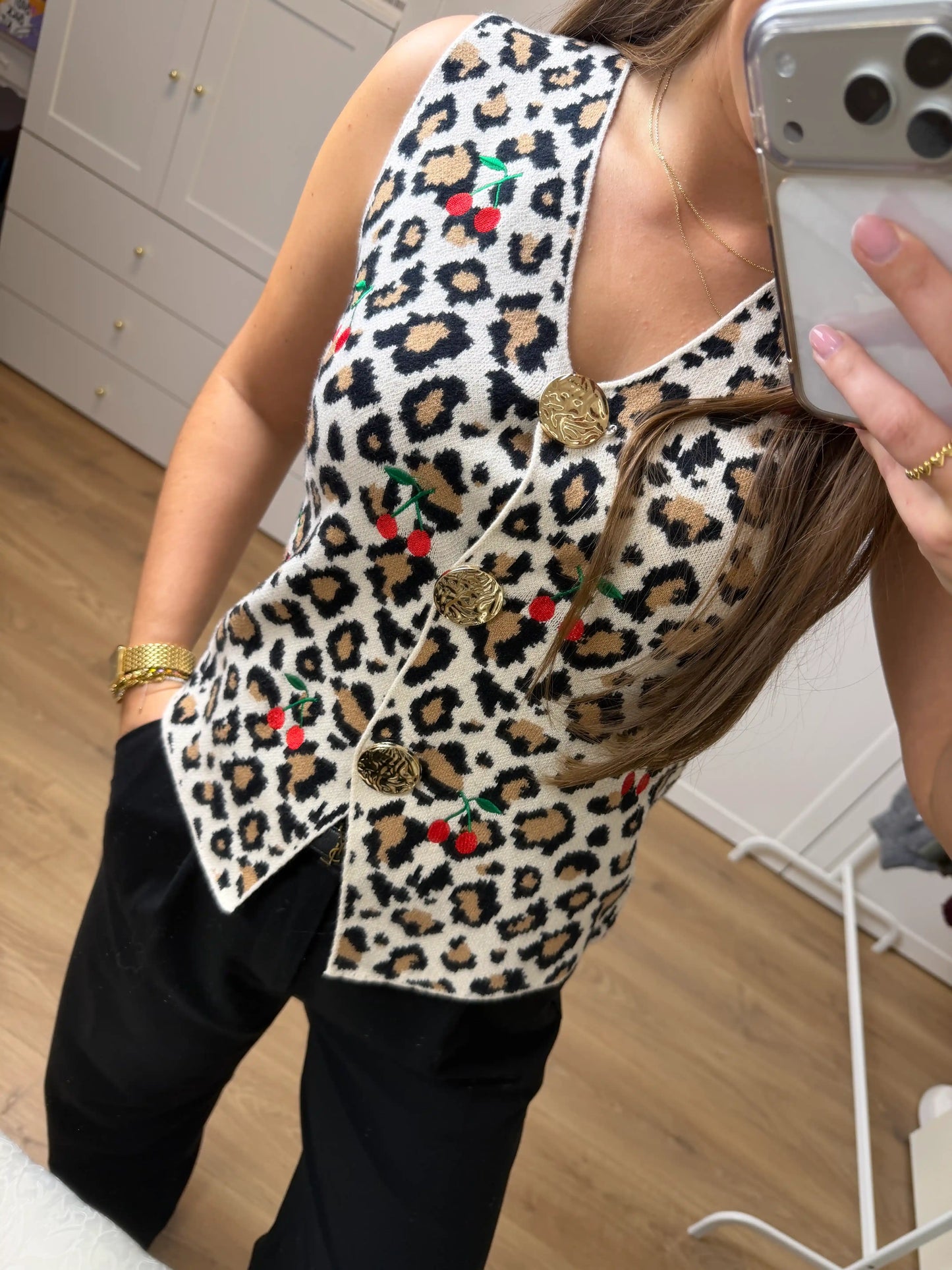 Weste "Cherry Leo" Beige