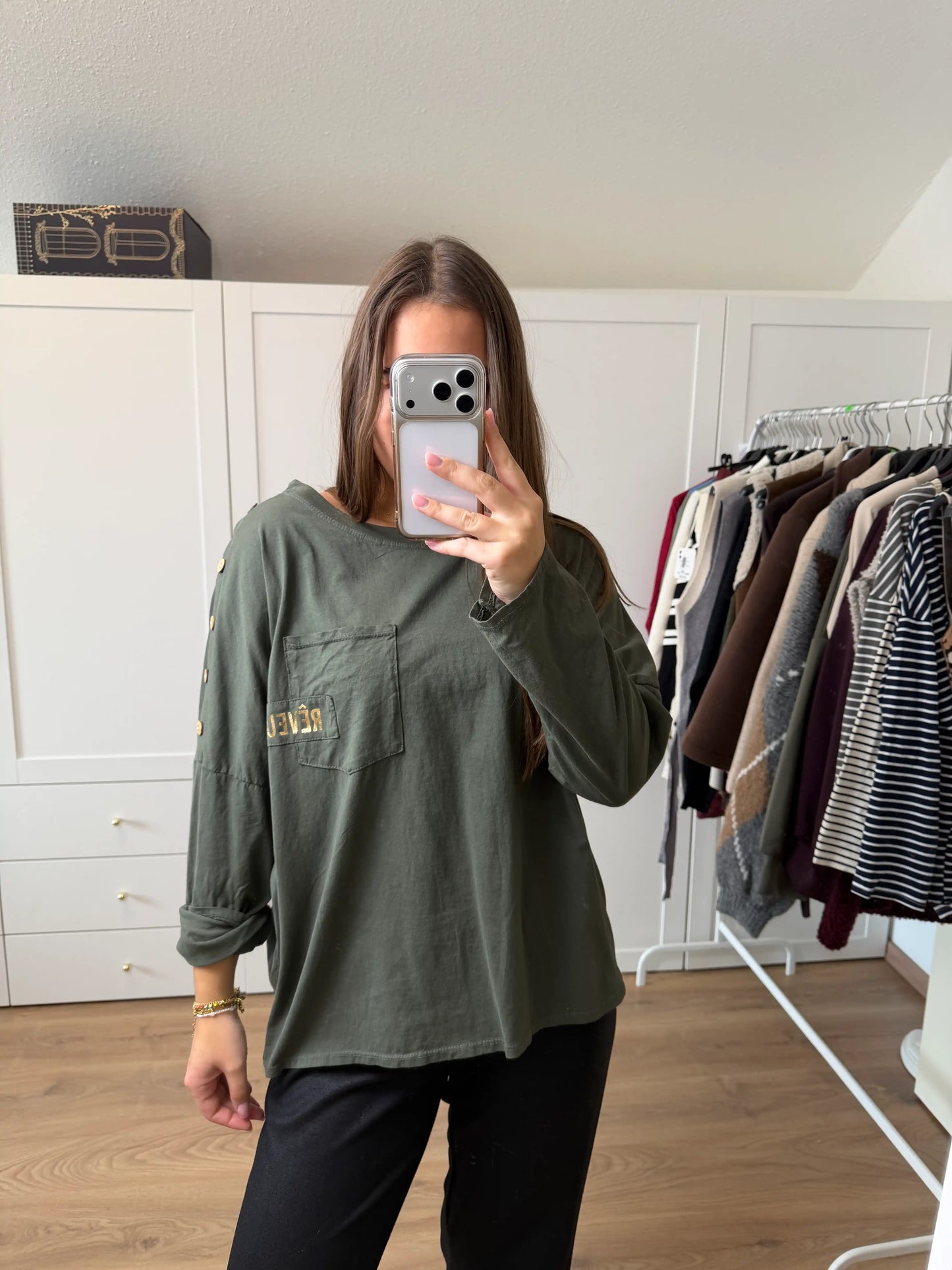 Langarmshirt "Reveur" Olivegrün