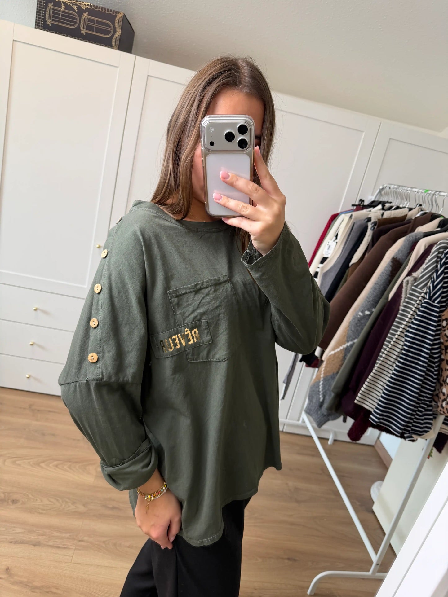 Langarmshirt "Reveur" Olivegrün