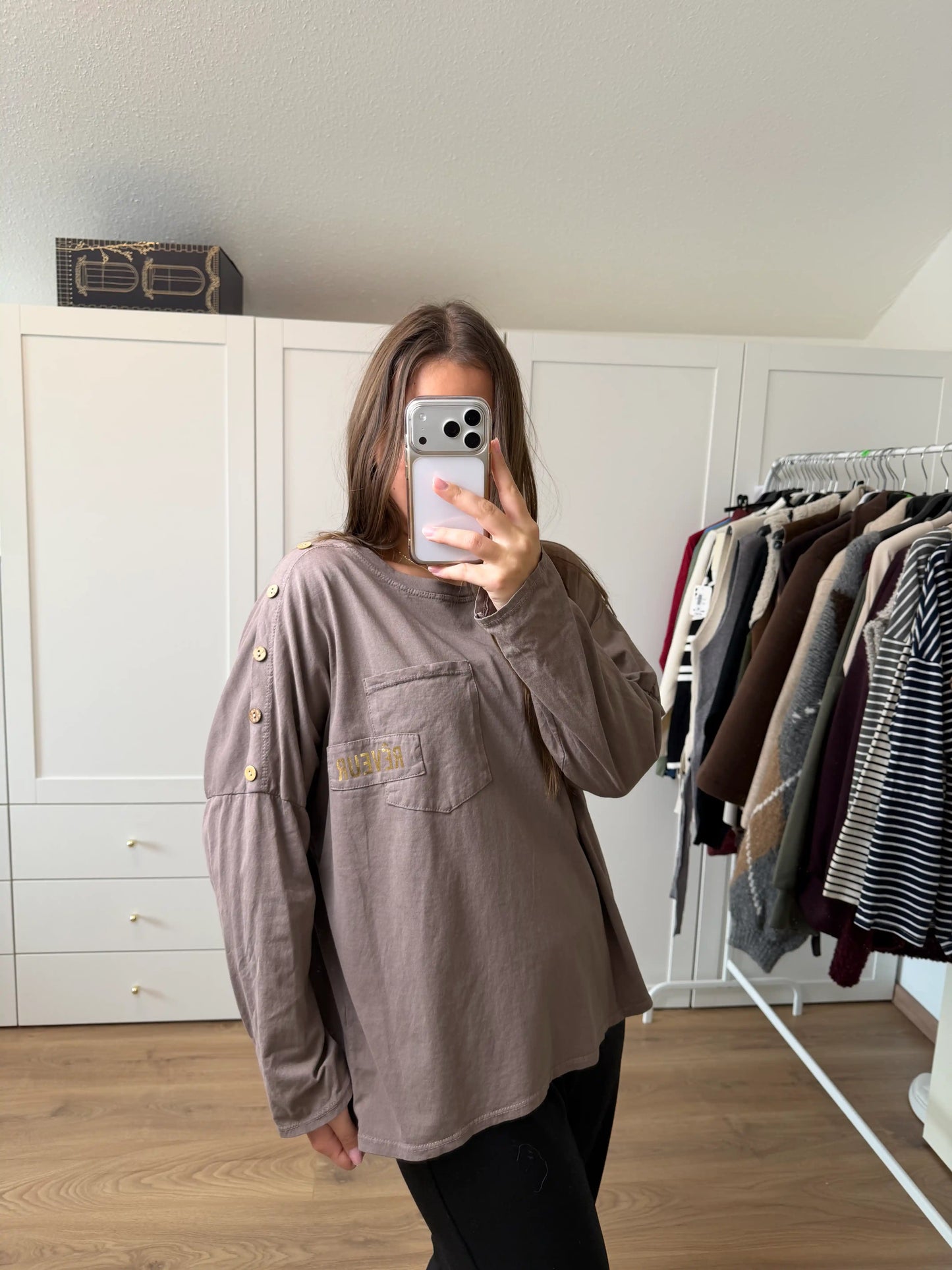 Langarmshirt "Reveur" Taupe