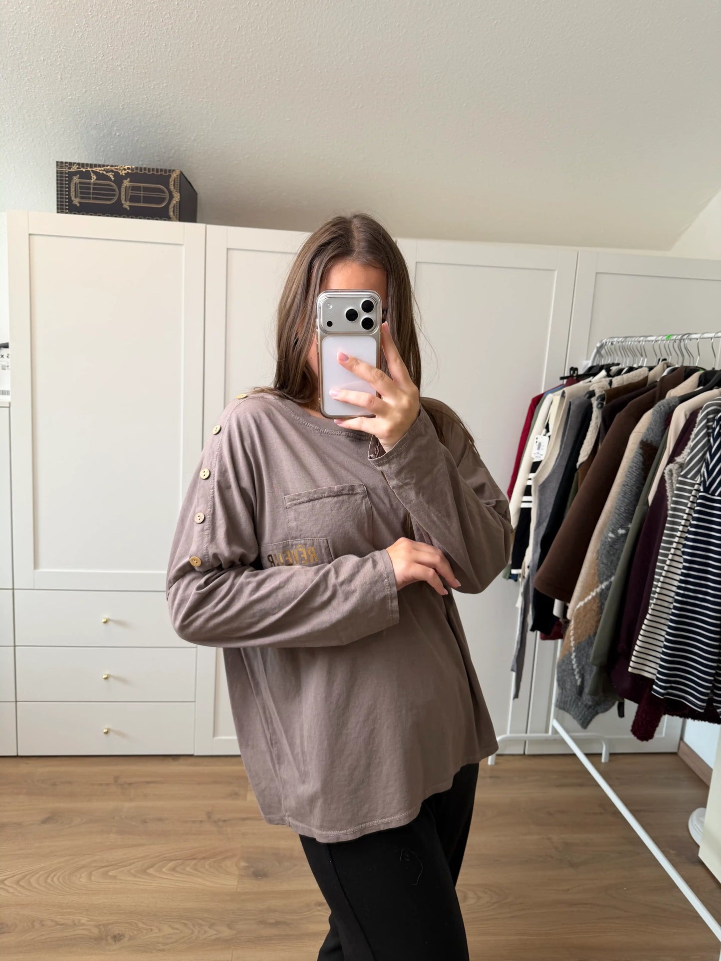 Langarmshirt "Reveur" Taupe