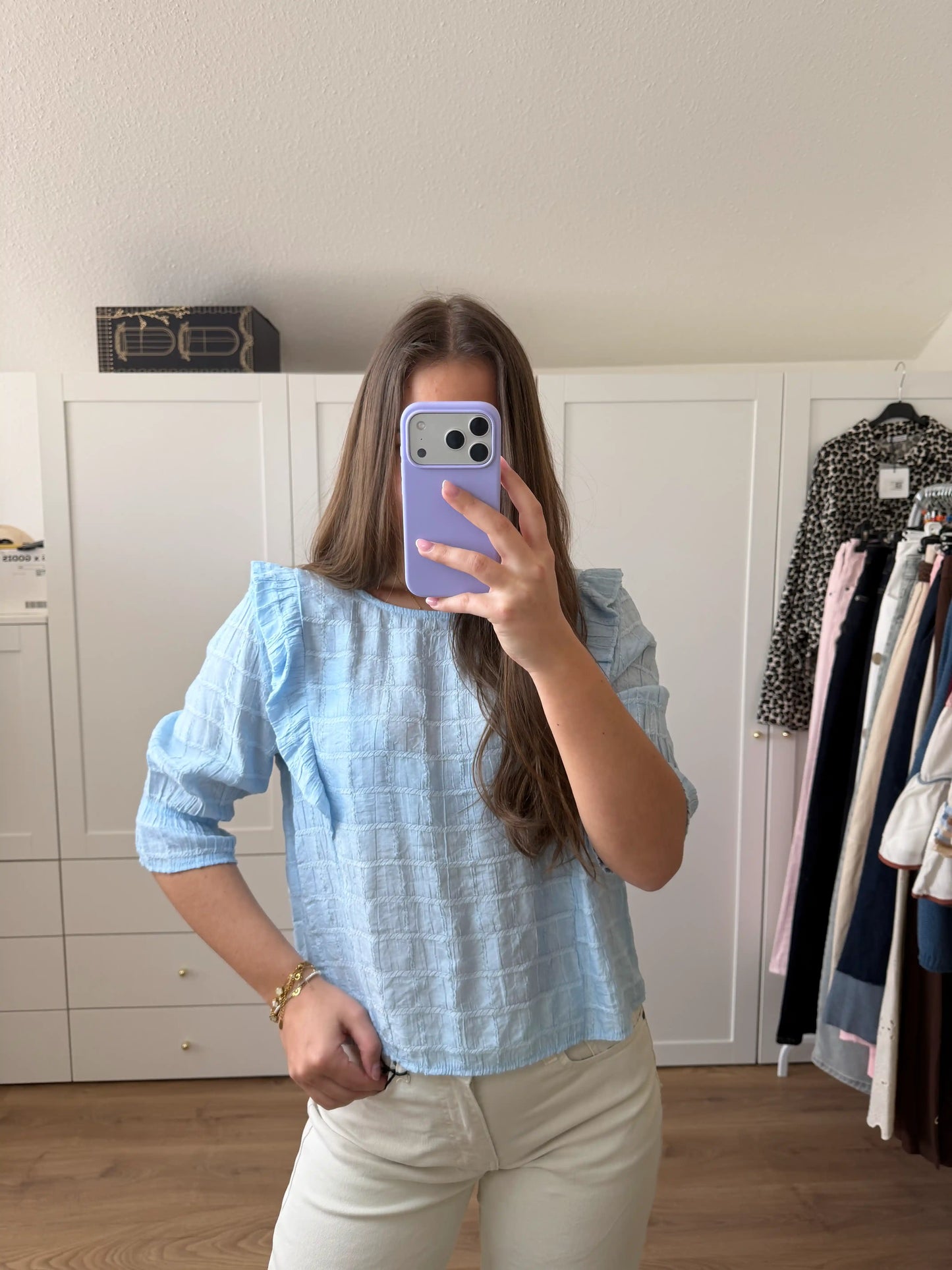 Bluse "Light Ruffle" Hellblau