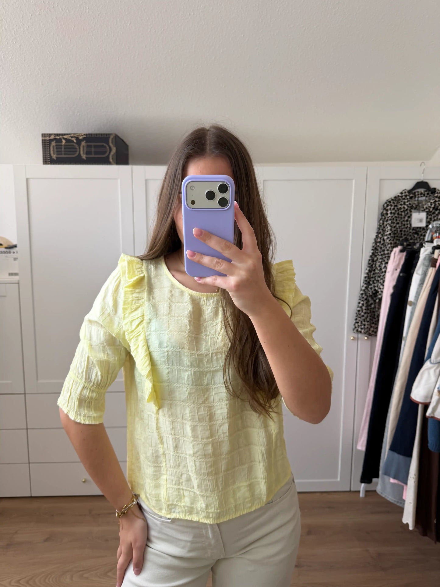 Bluse "Light Ruffle" Pastellgelb
