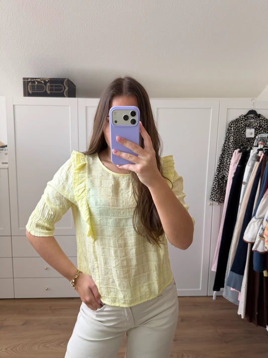 Bluse "Light Ruffle" Pastellgelb