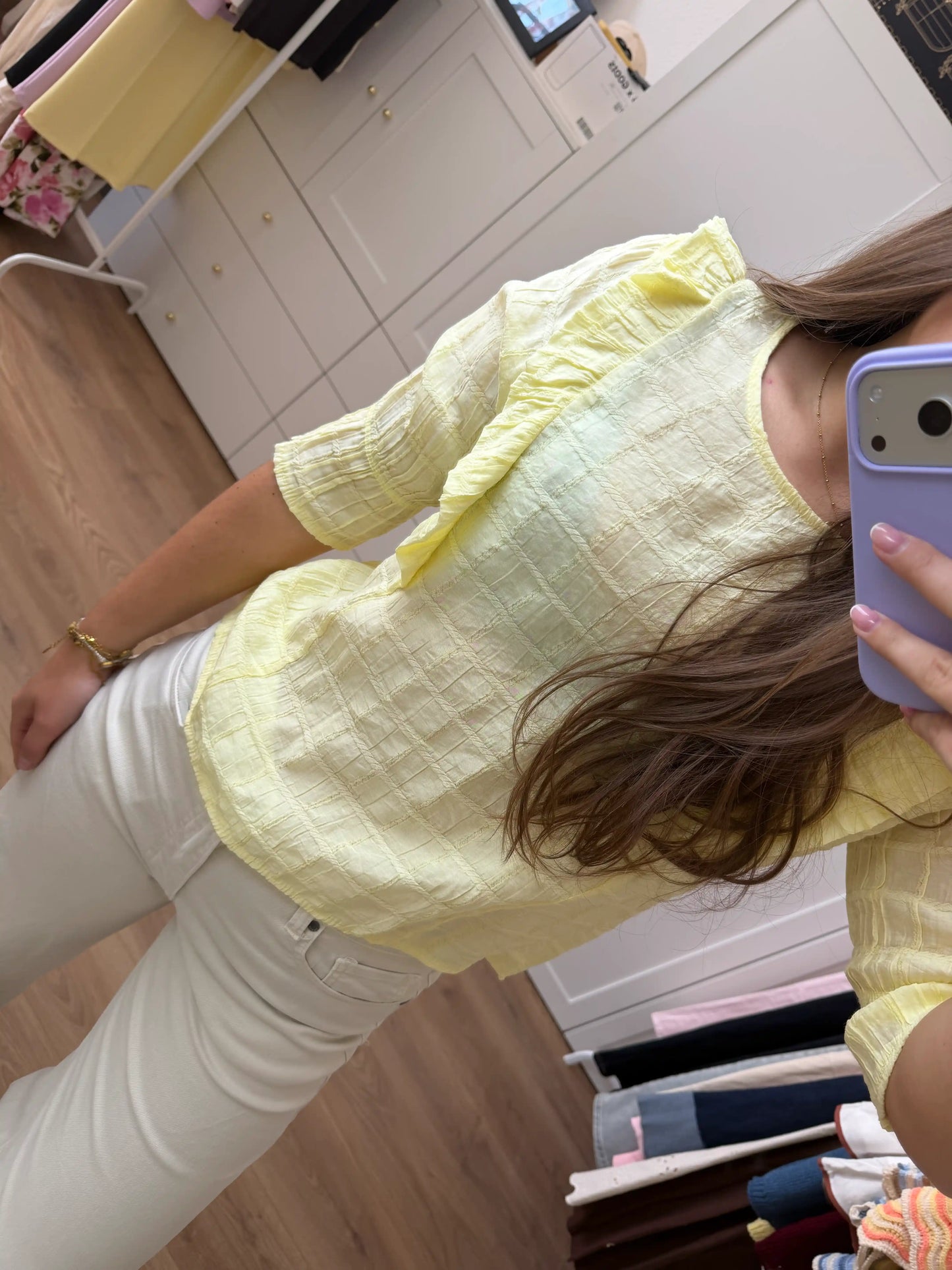 Bluse "Light Ruffle" Pastellgelb