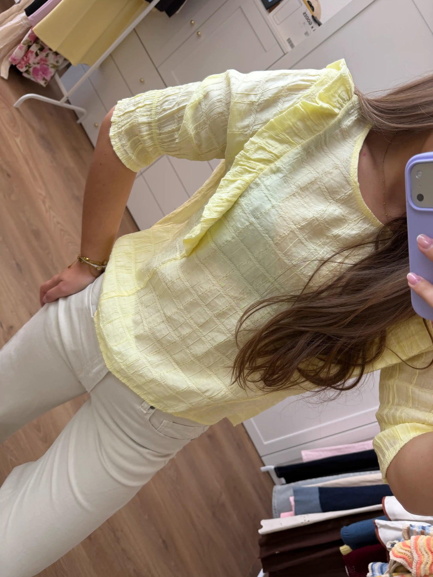 Bluse "Light Ruffle" Pastellgelb