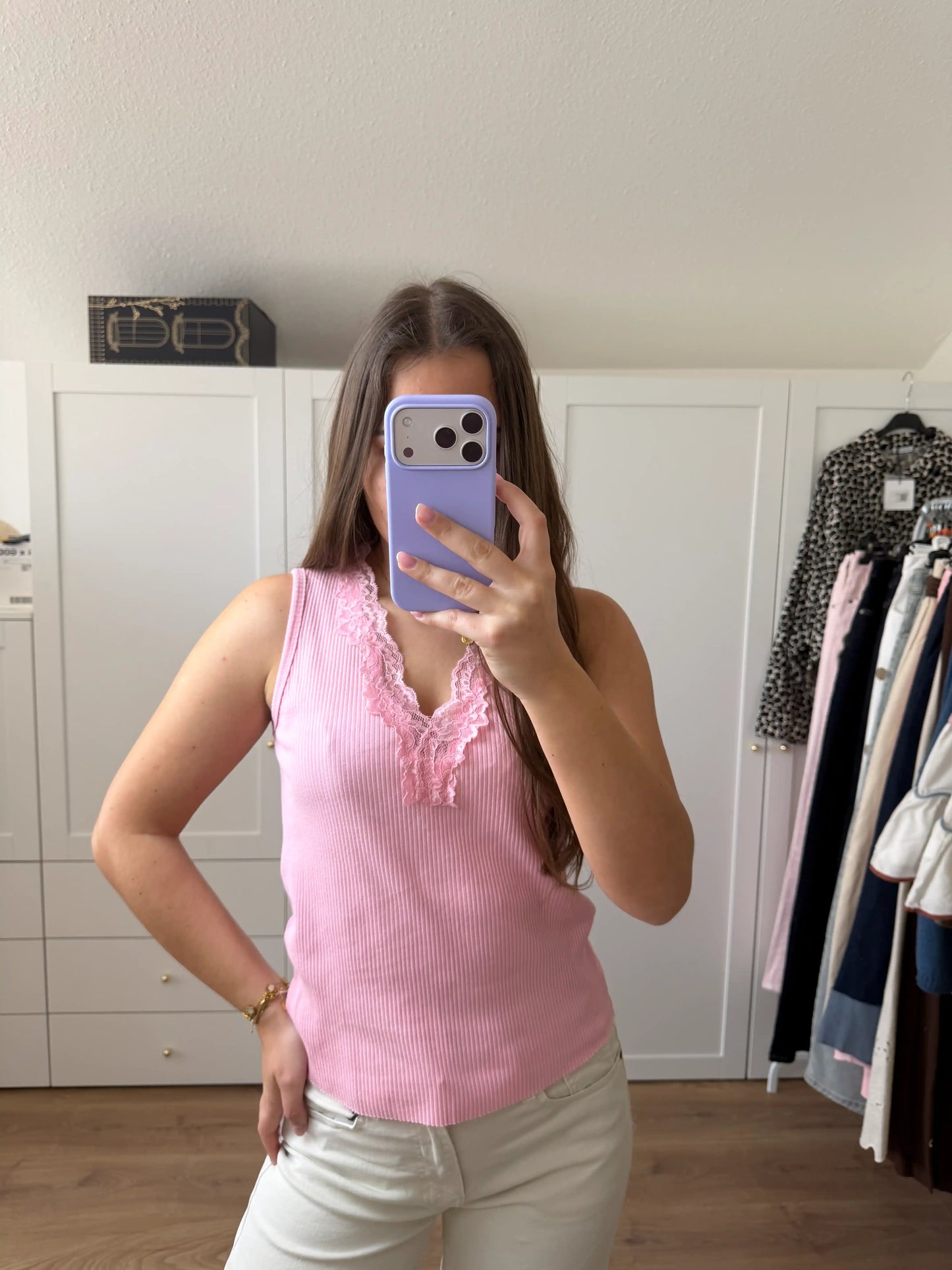 Trägershirt "Lace Rib" Rosa