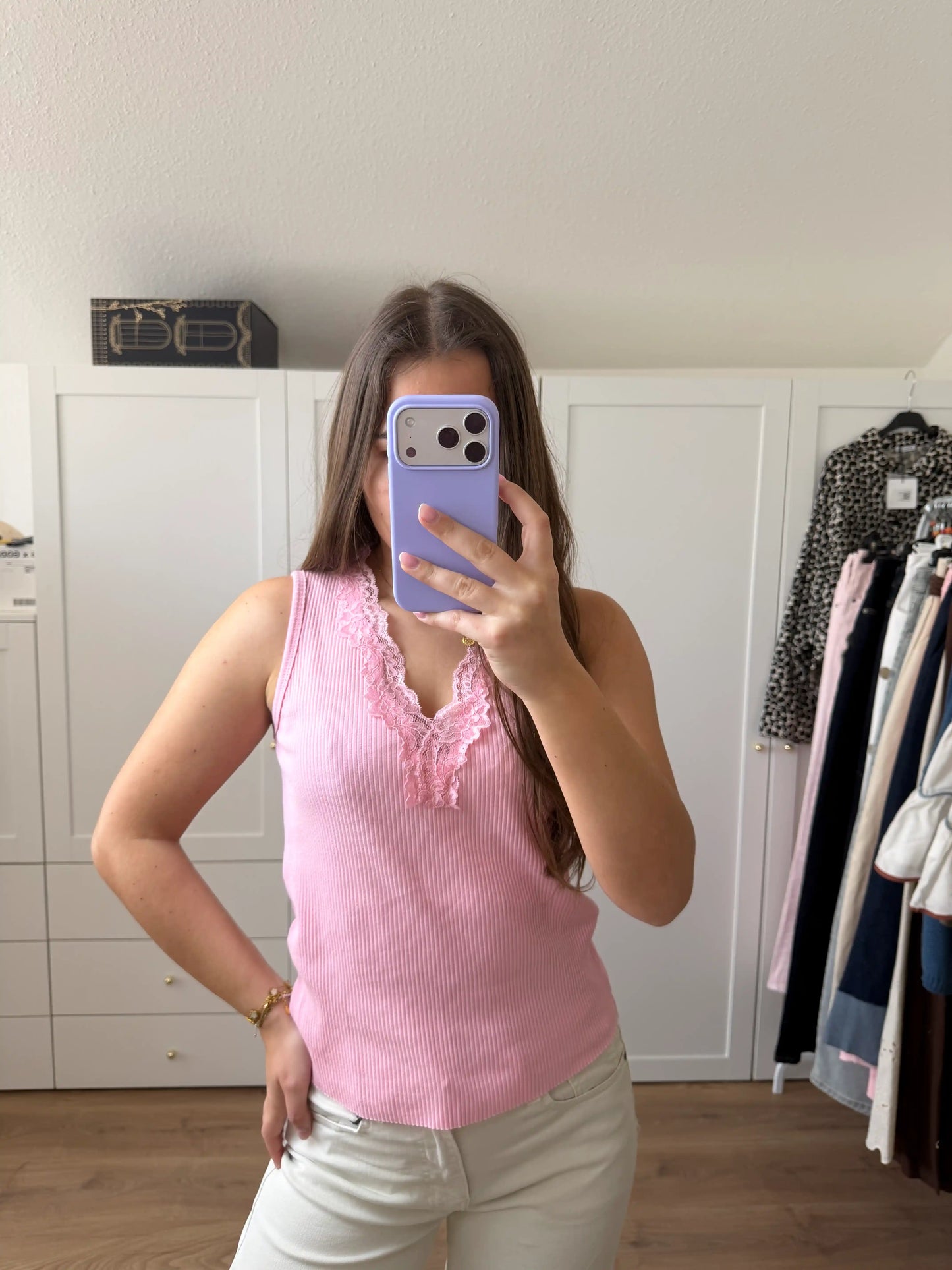 Trägershirt "Lace Rib" Rosa