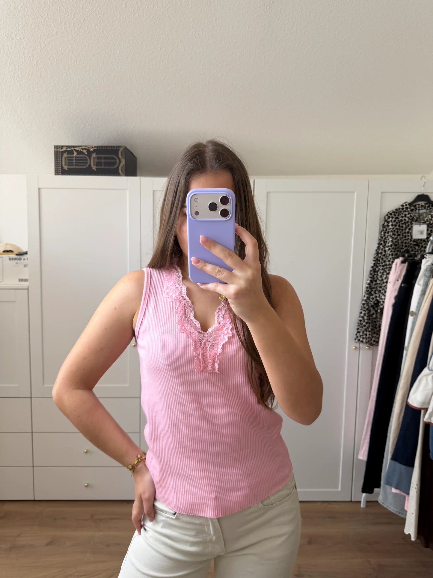 Trägershirt "Lace Rib" Rosa