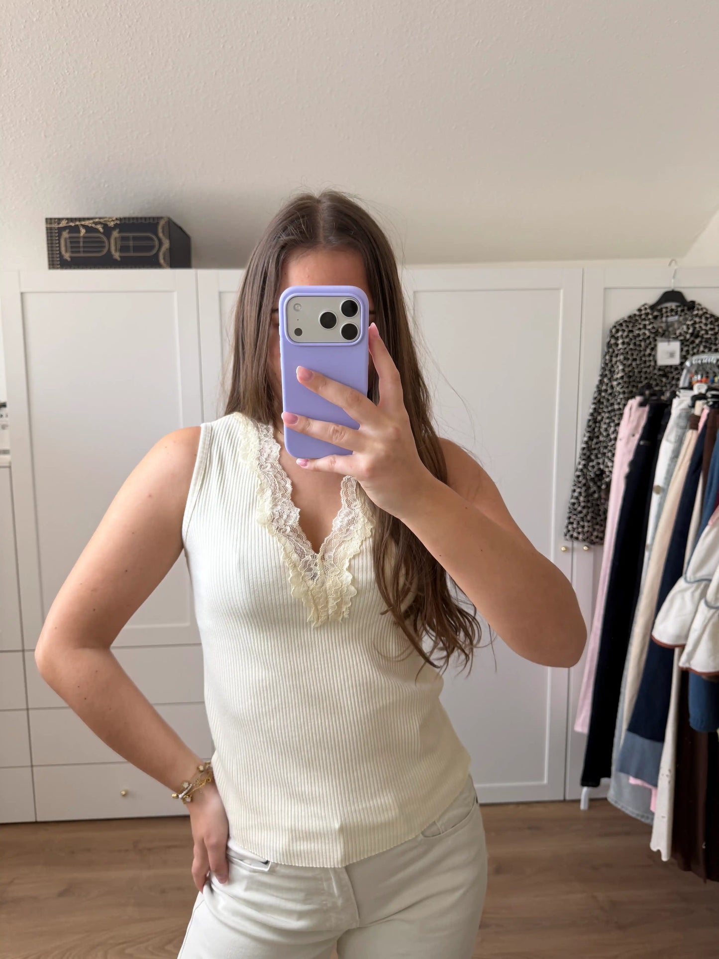 Trägershirt "Lace Rib" Pastellgelb