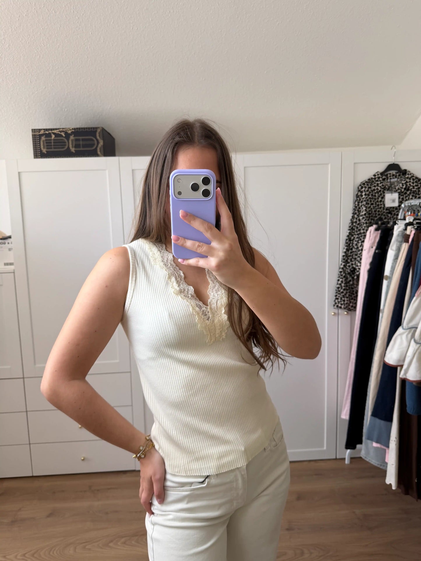 Trägershirt "Lace Rib" Pastellgelb