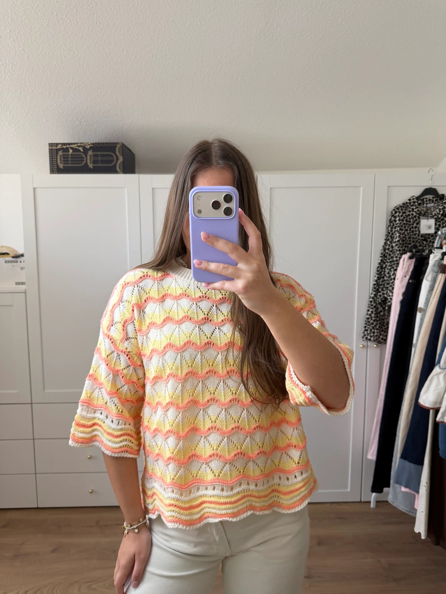 Häkelpullover "Wave" Orange