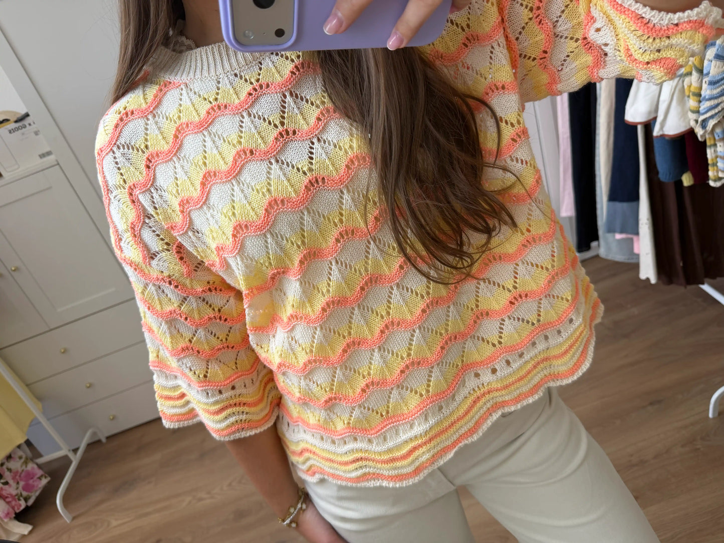 Häkelpullover "Wave" Orange